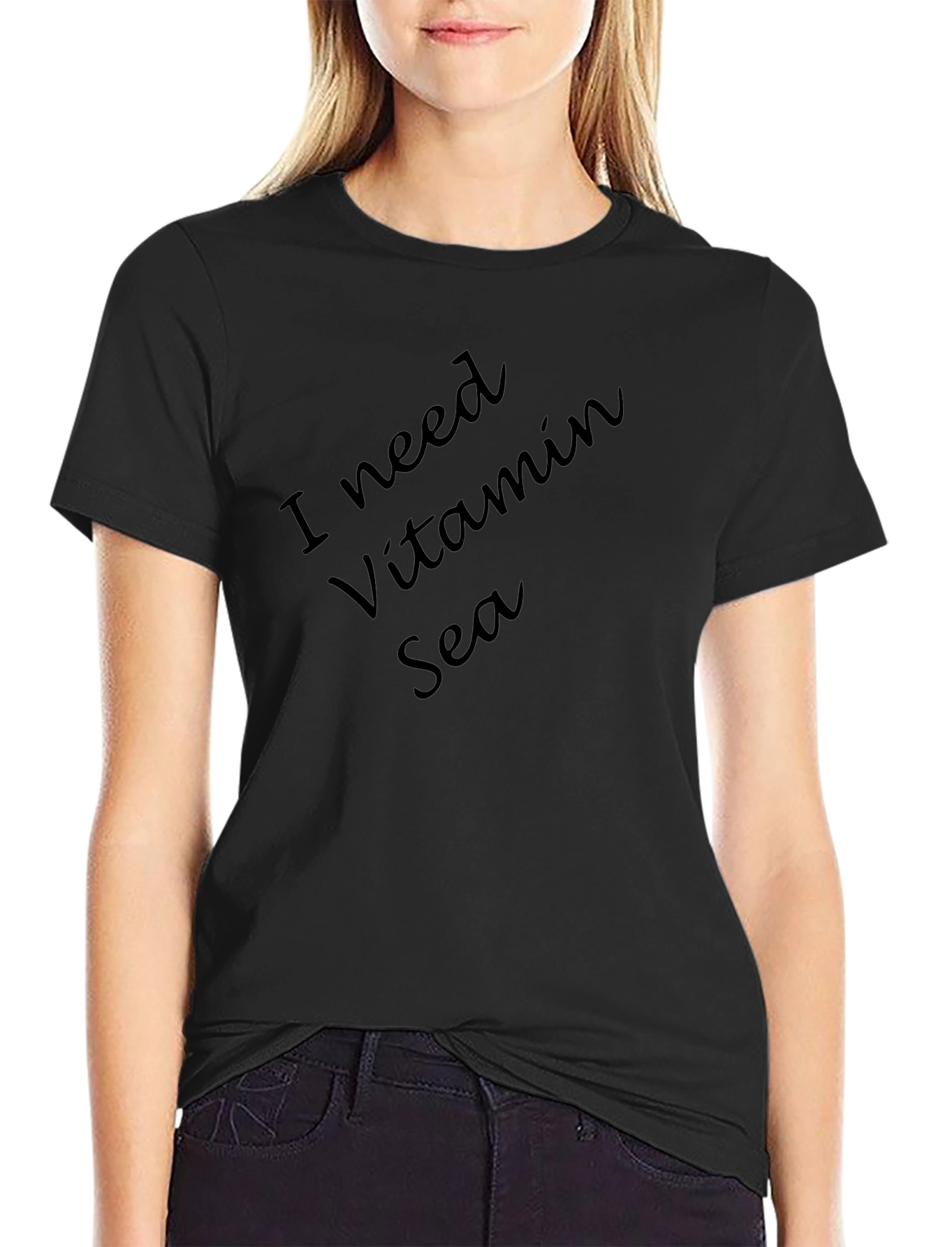 I Need Vitamin Sea Black T-Shirt