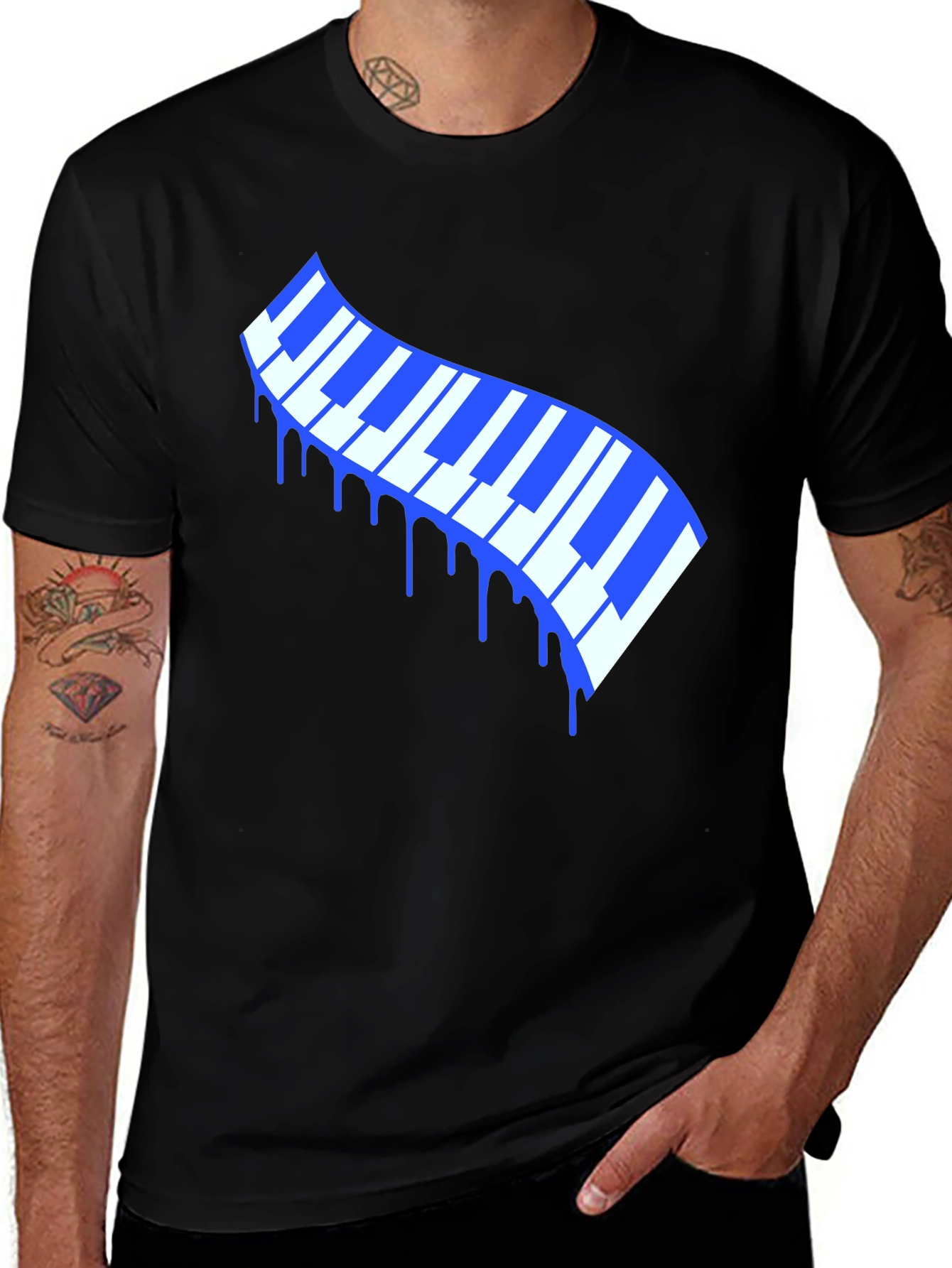 Dripping Keys Graphic Tee - Stylish Music Lover T-Shirt