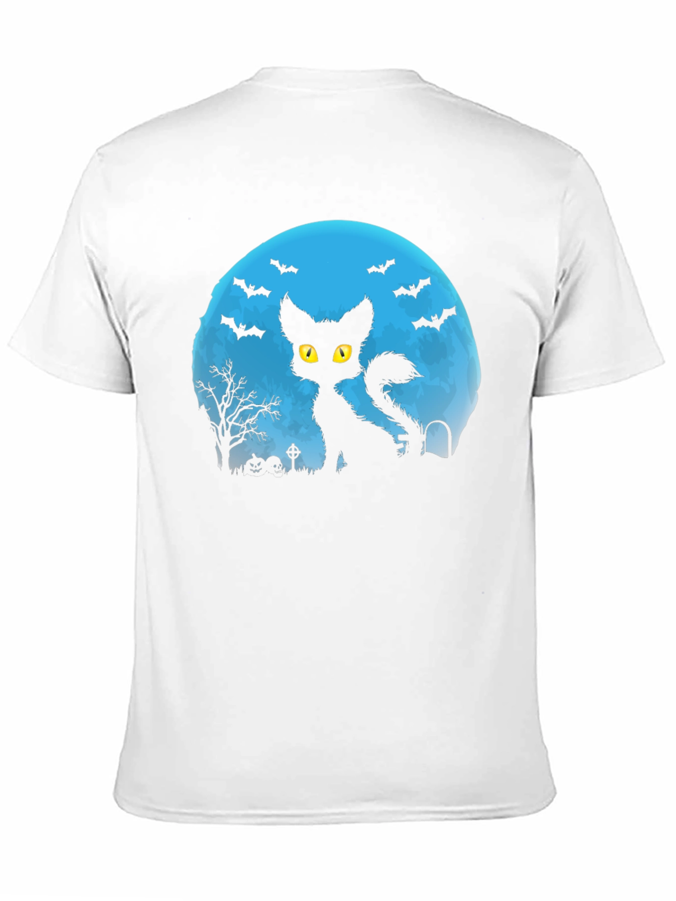 Halloween Cat Silhouette T-Shirt - Spooky Moon Design