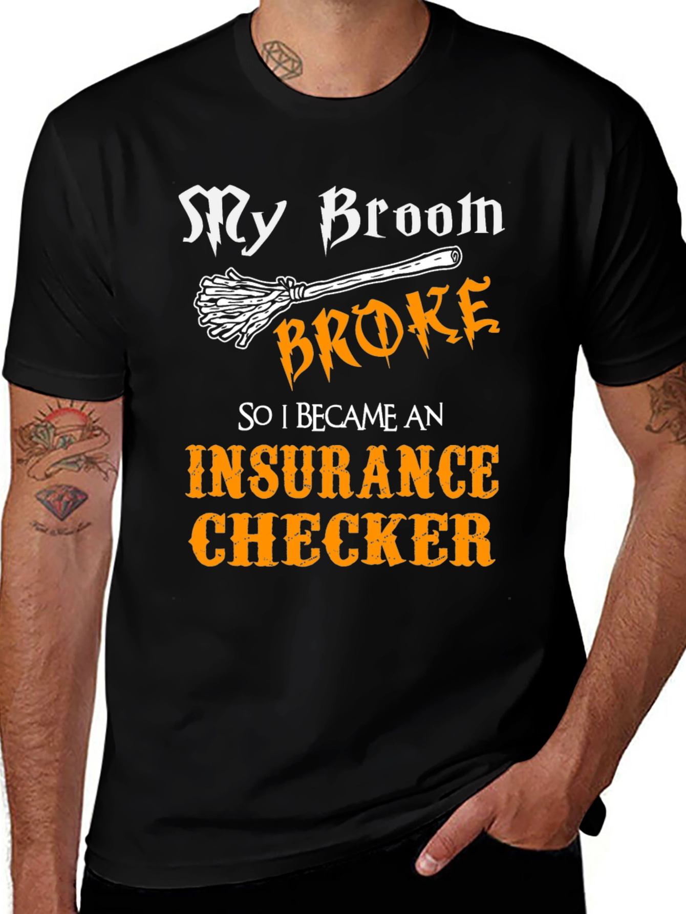 Broom Broke Insurance Checker T-Shirt