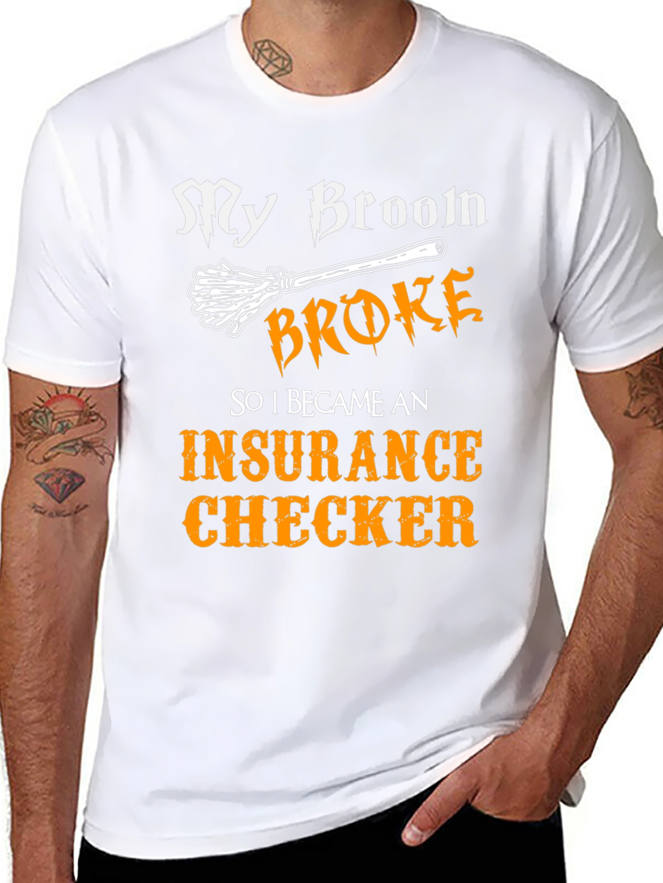 Broom Broke Insurance Checker T-Shirt