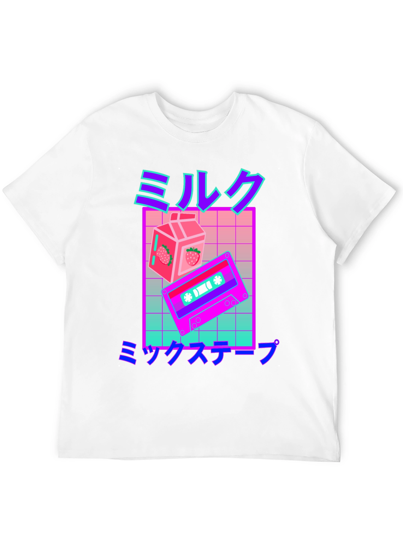 Retro Vaporwave Milk & Mixtape Graphic T-Shirt
