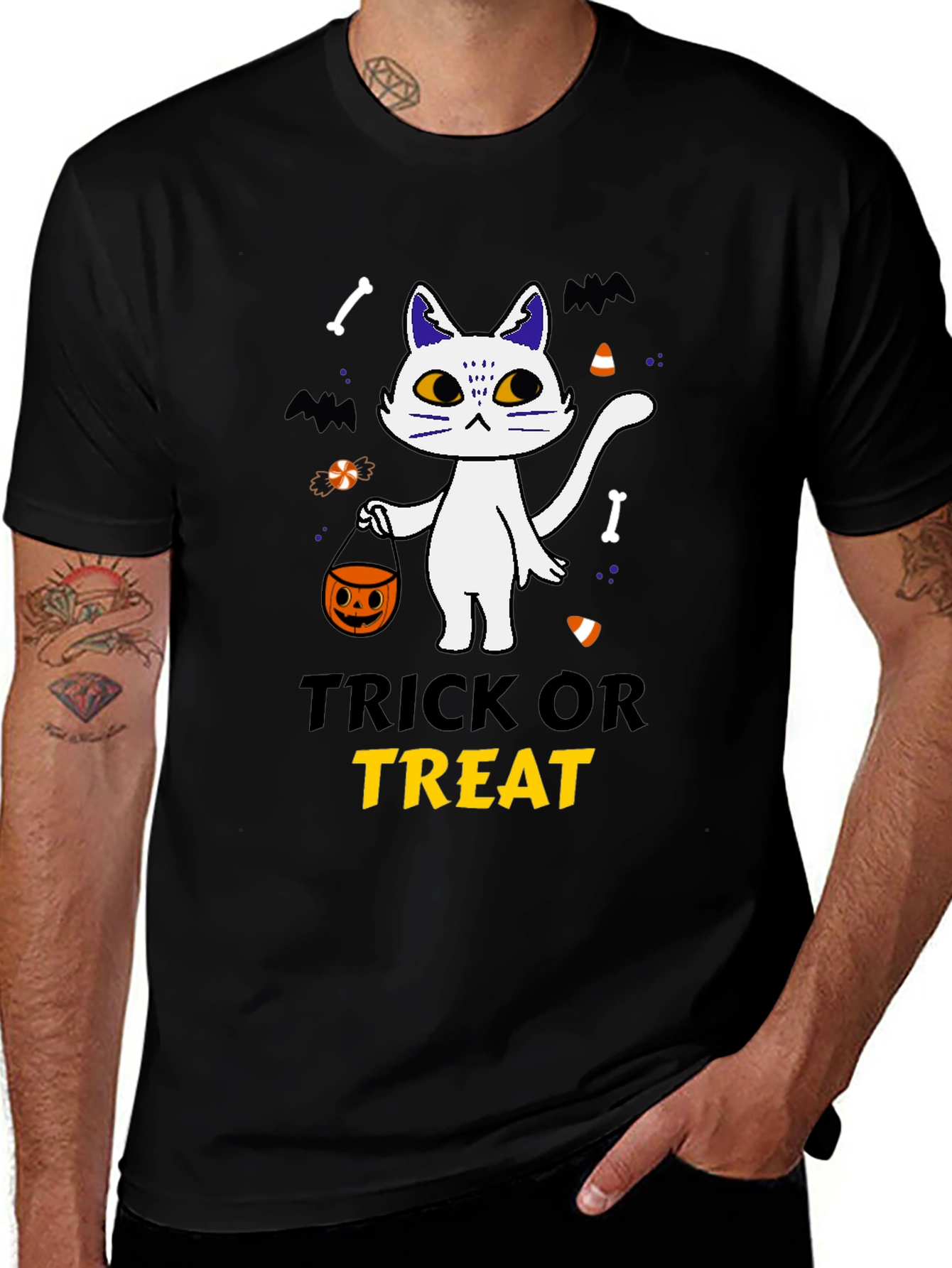 Trick or Treat Halloween Cat T-Shirt