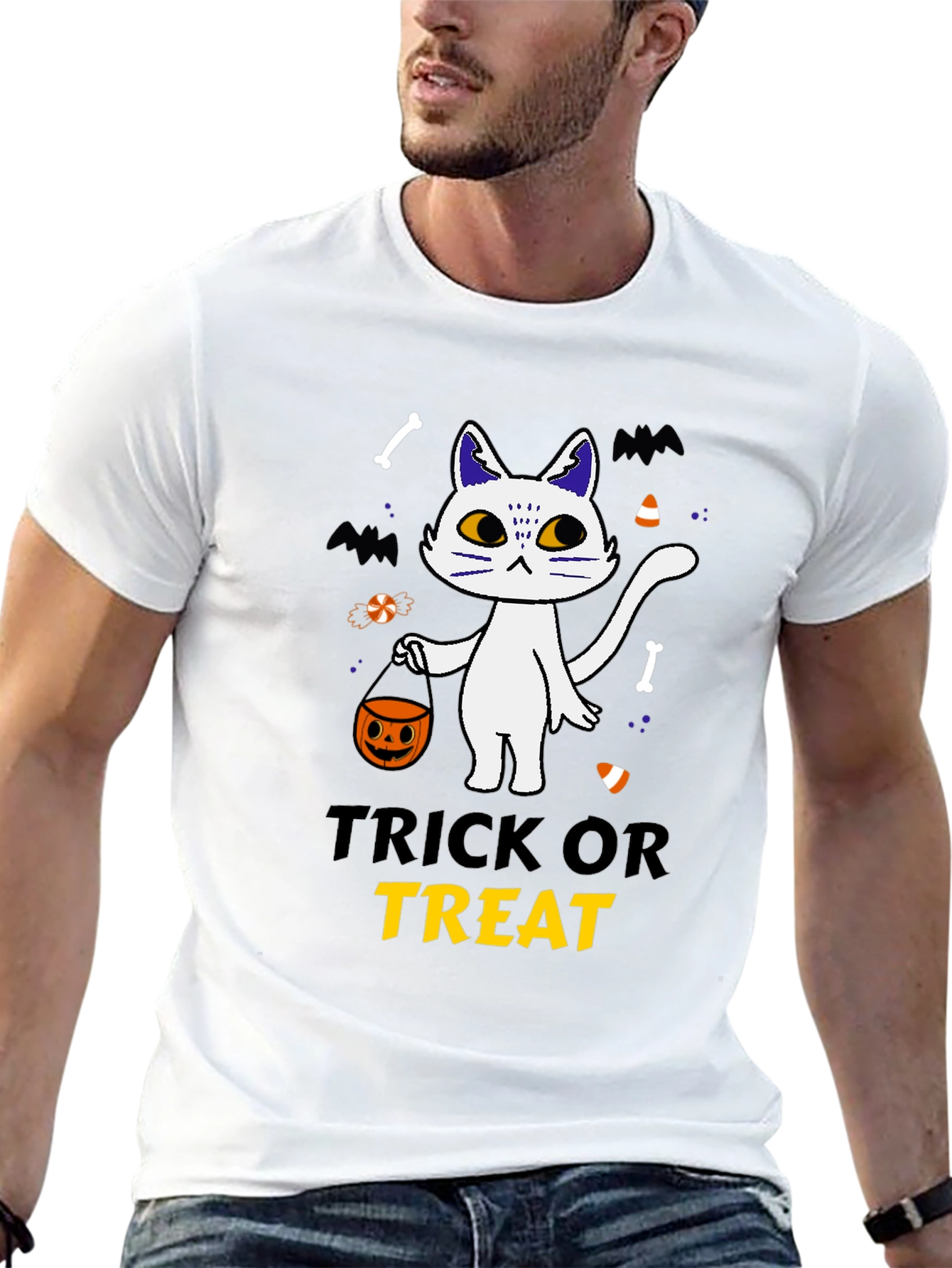 Trick or Treat Halloween Cat T-Shirt
