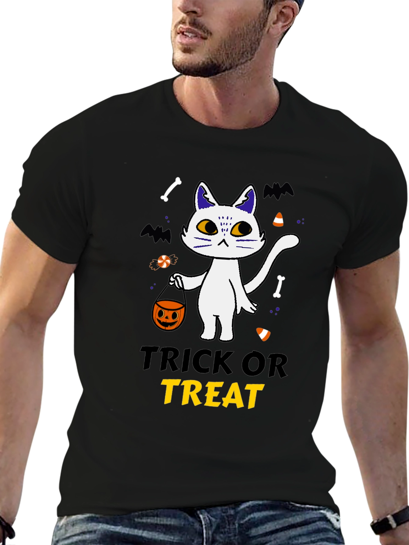 Trick or Treat Halloween Cat T-Shirt