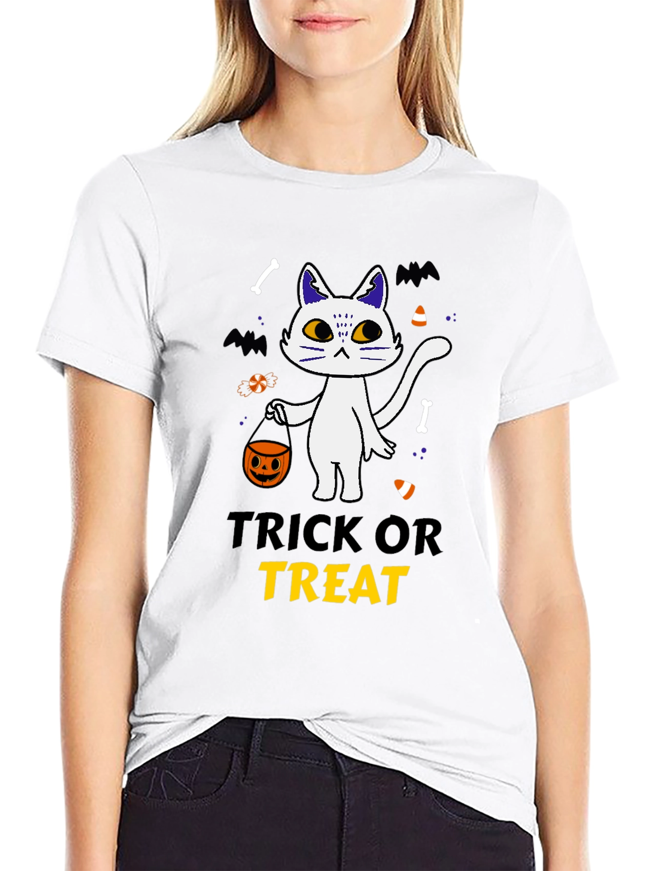 Trick or Treat Halloween Cat T-Shirt