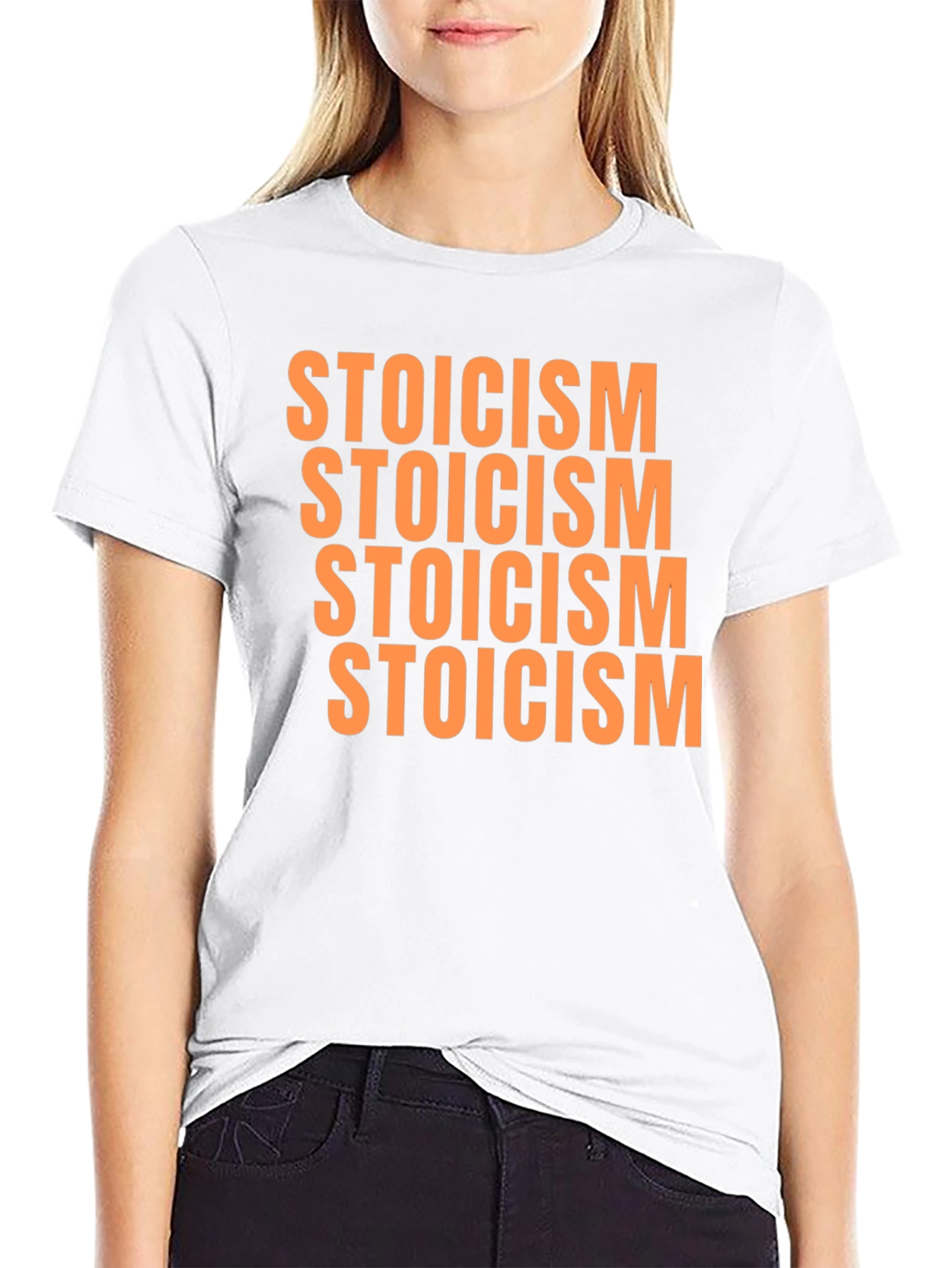 Stoicism T-Shirt - Black Repeated Text Design