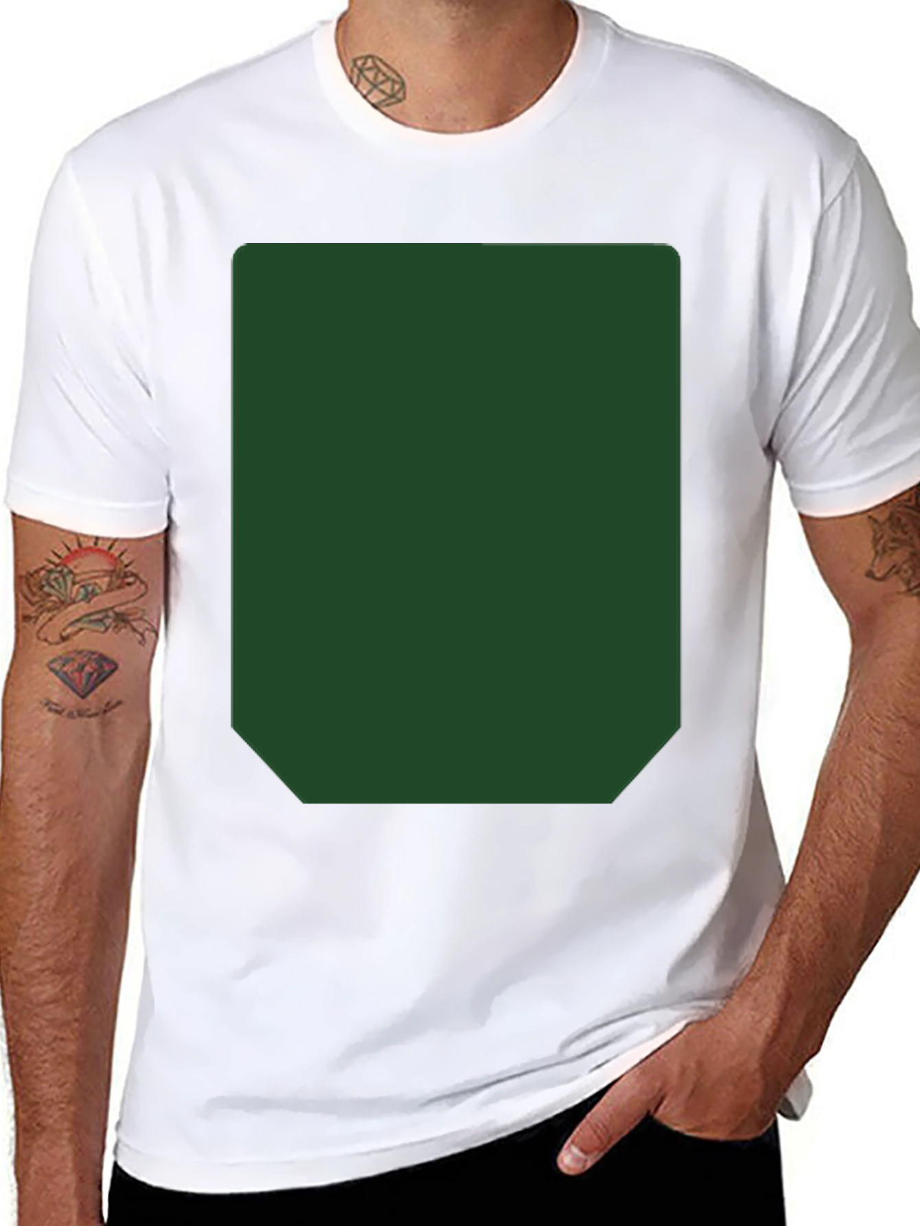 Black Short Sleeve T-Shirt with Green Rectangle