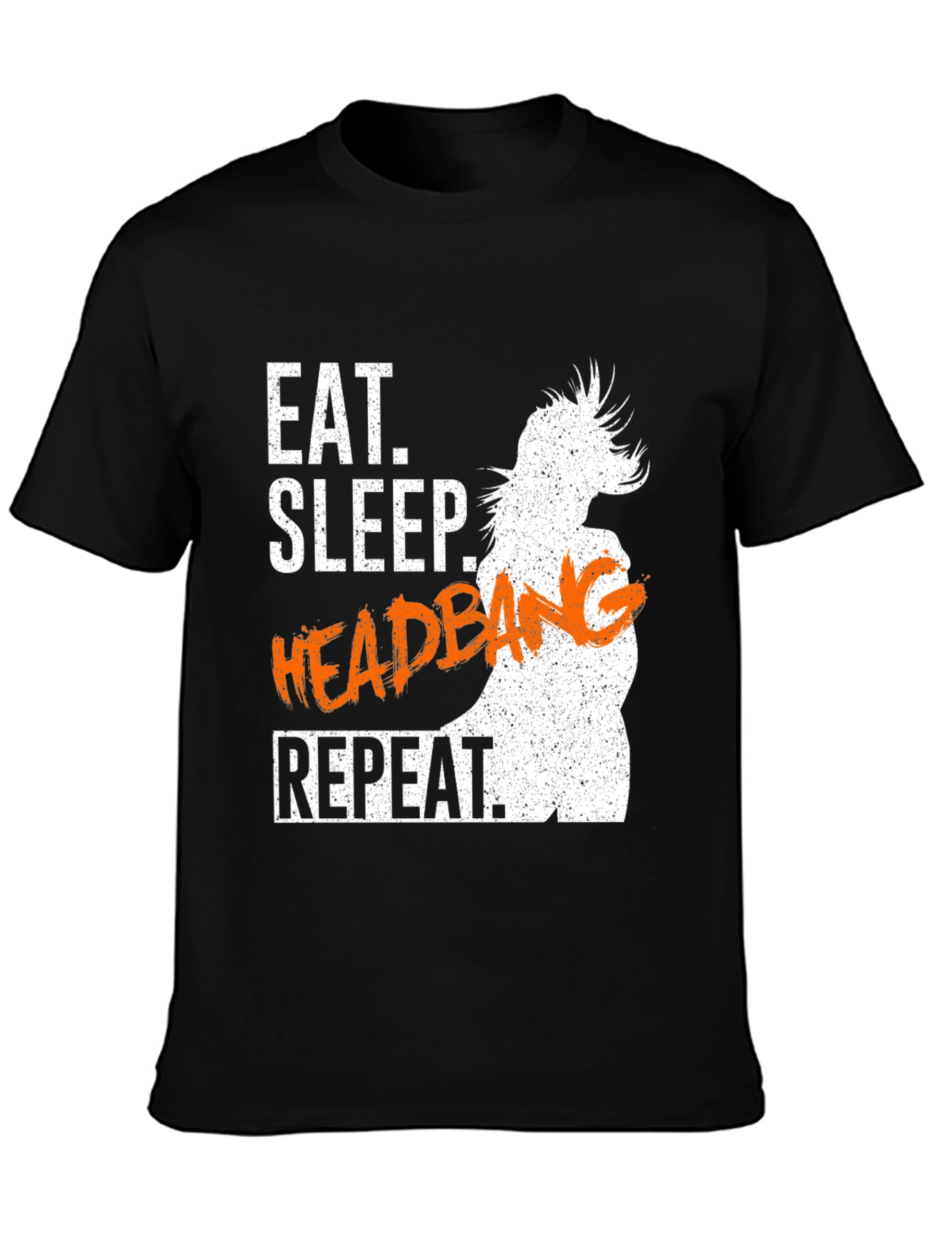 Eat Sleep Headbang Repeat Black Graphic T-Shirt