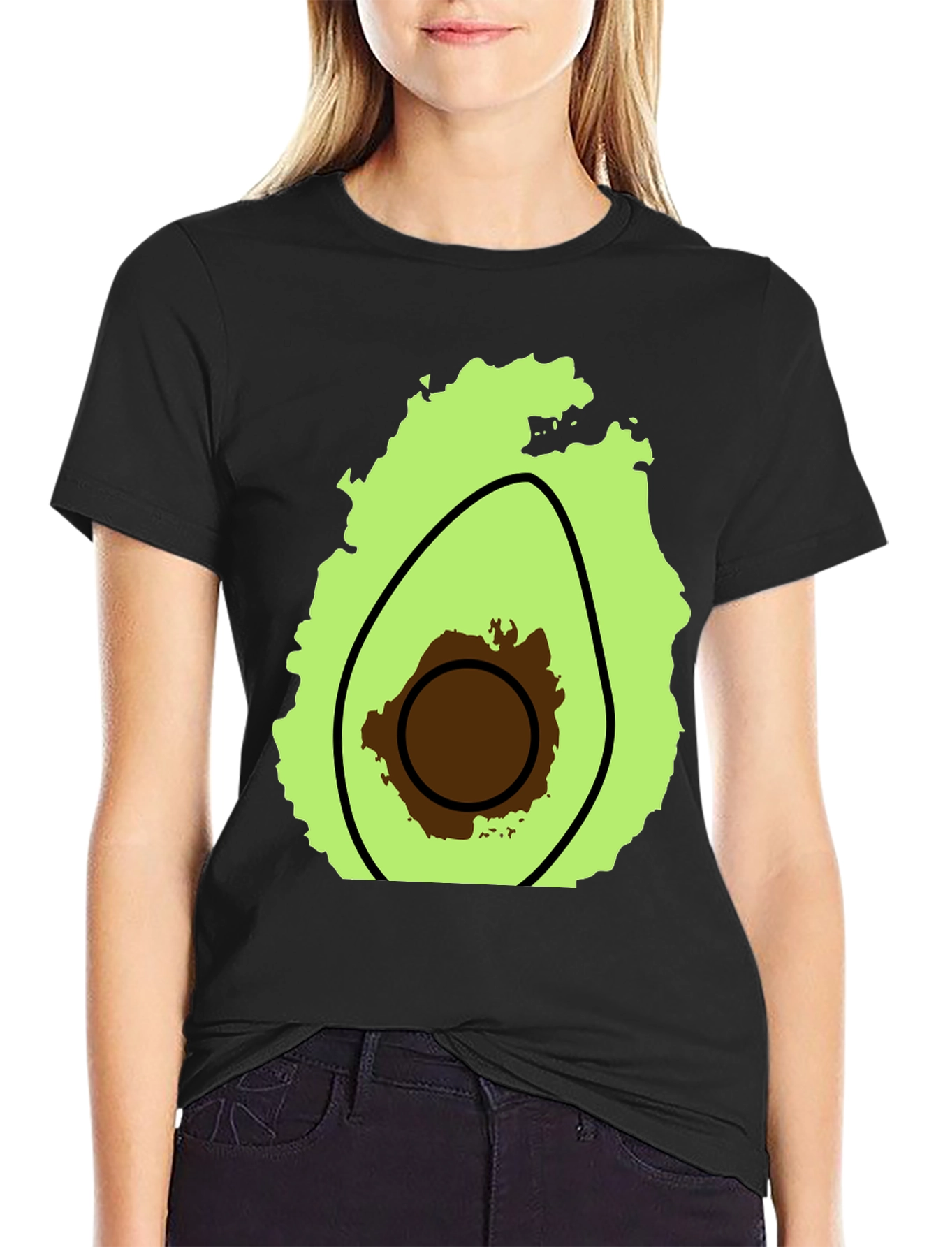 Avocado Graphic Black T-Shirt - Casual Comfort