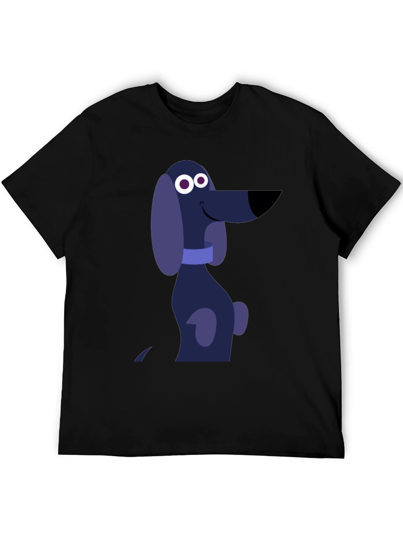 Cartoon Dog Graphic T-Shirt - Black Cotton Tee