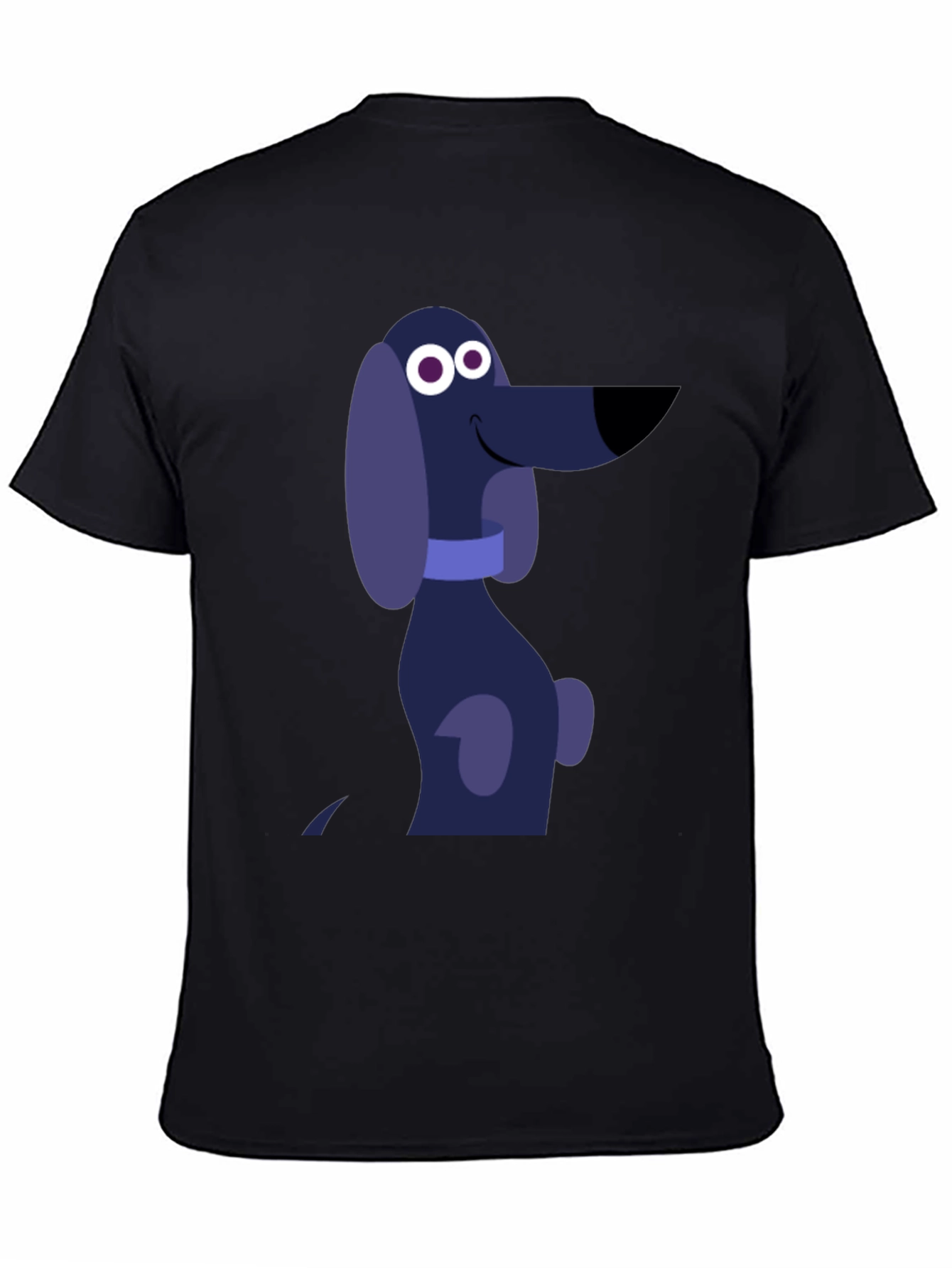 Cartoon Dog Graphic T-Shirt - Black Cotton Tee