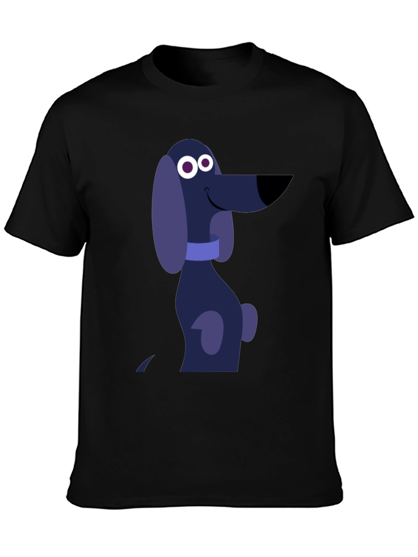 Cartoon Dog Graphic T-Shirt - Black Cotton Tee