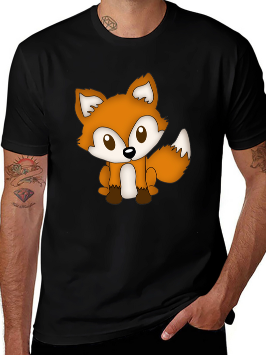 Cute Fox Graphic Tee - Soft Black T-Shirt