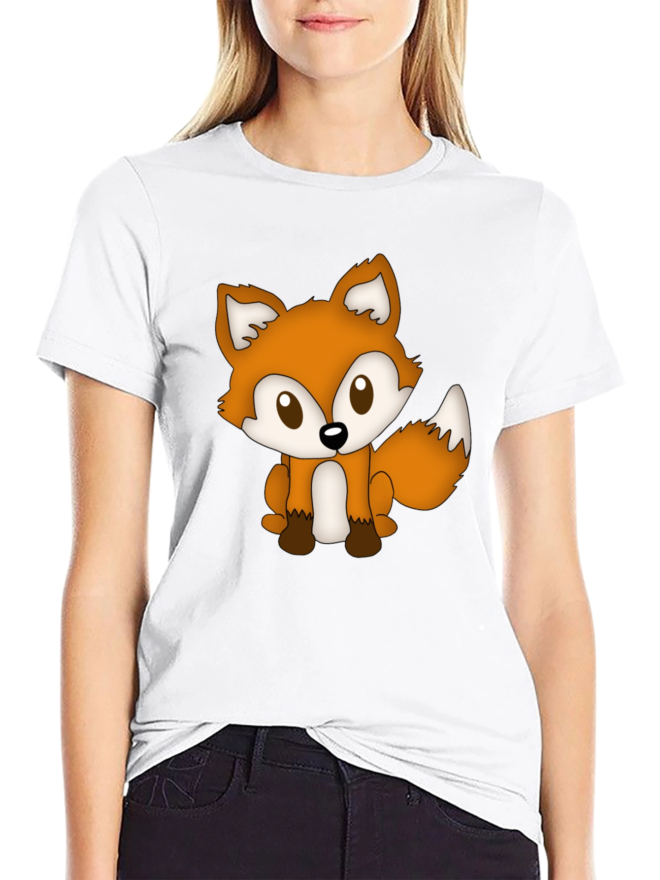 Cute Fox Graphic Tee - Soft Black T-Shirt