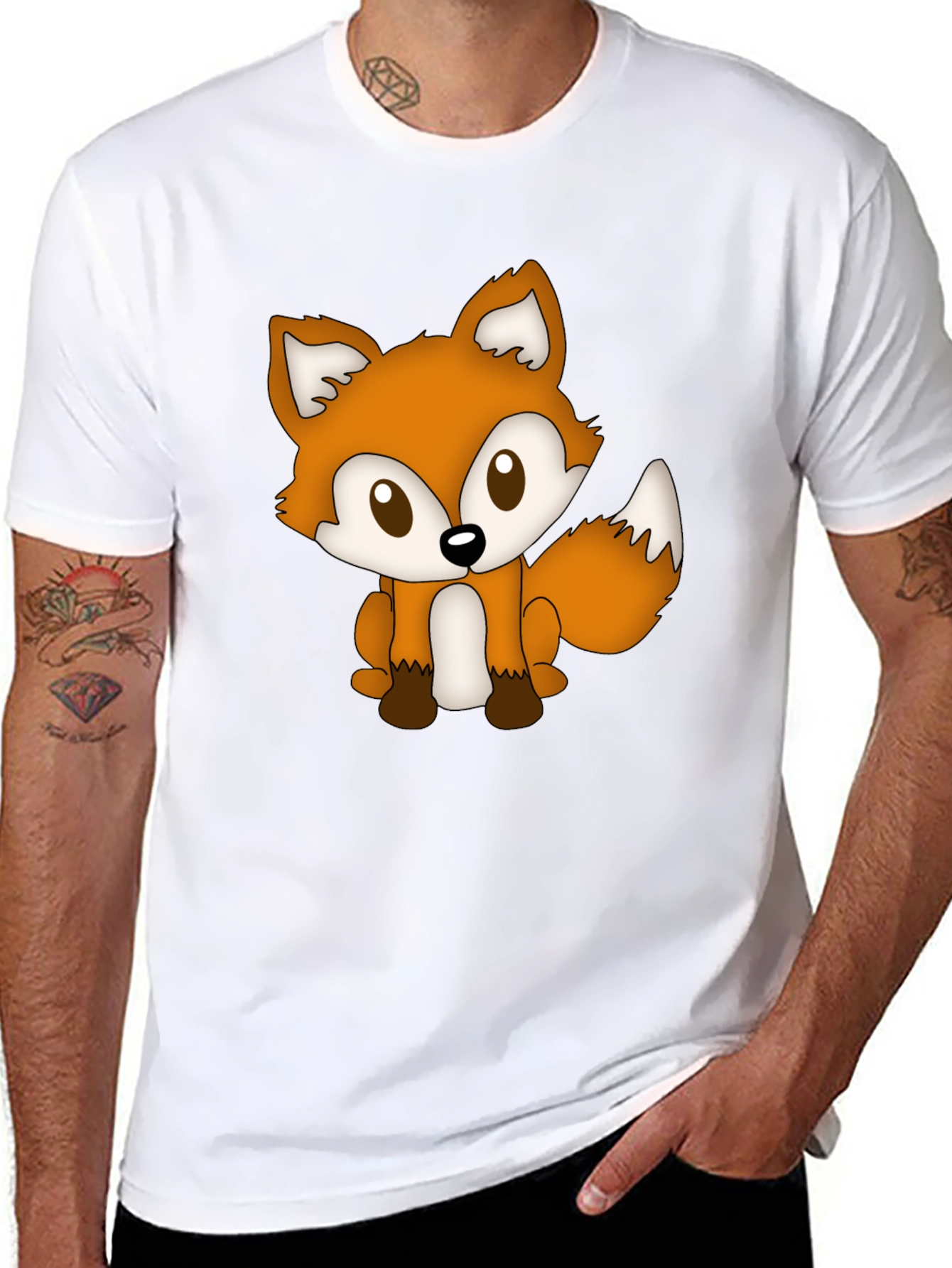 Cute Fox Graphic Tee - Soft Black T-Shirt