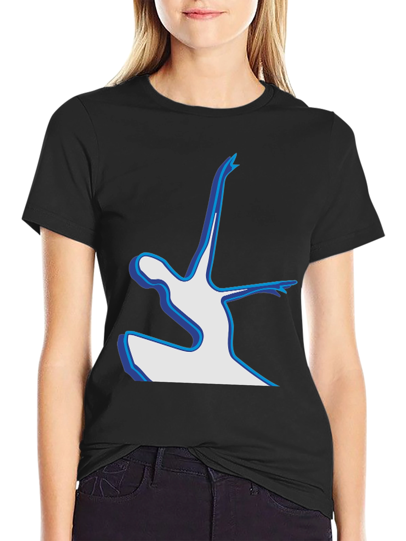 Abstract Dancer Graphic Tee - Black