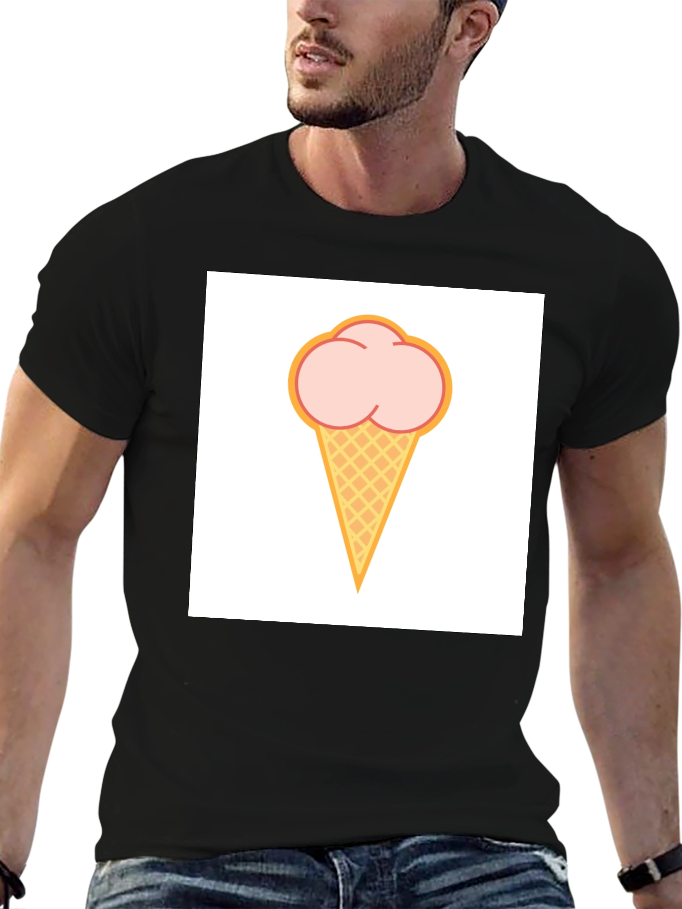 Ice Cream Graphic Black T-Shirt