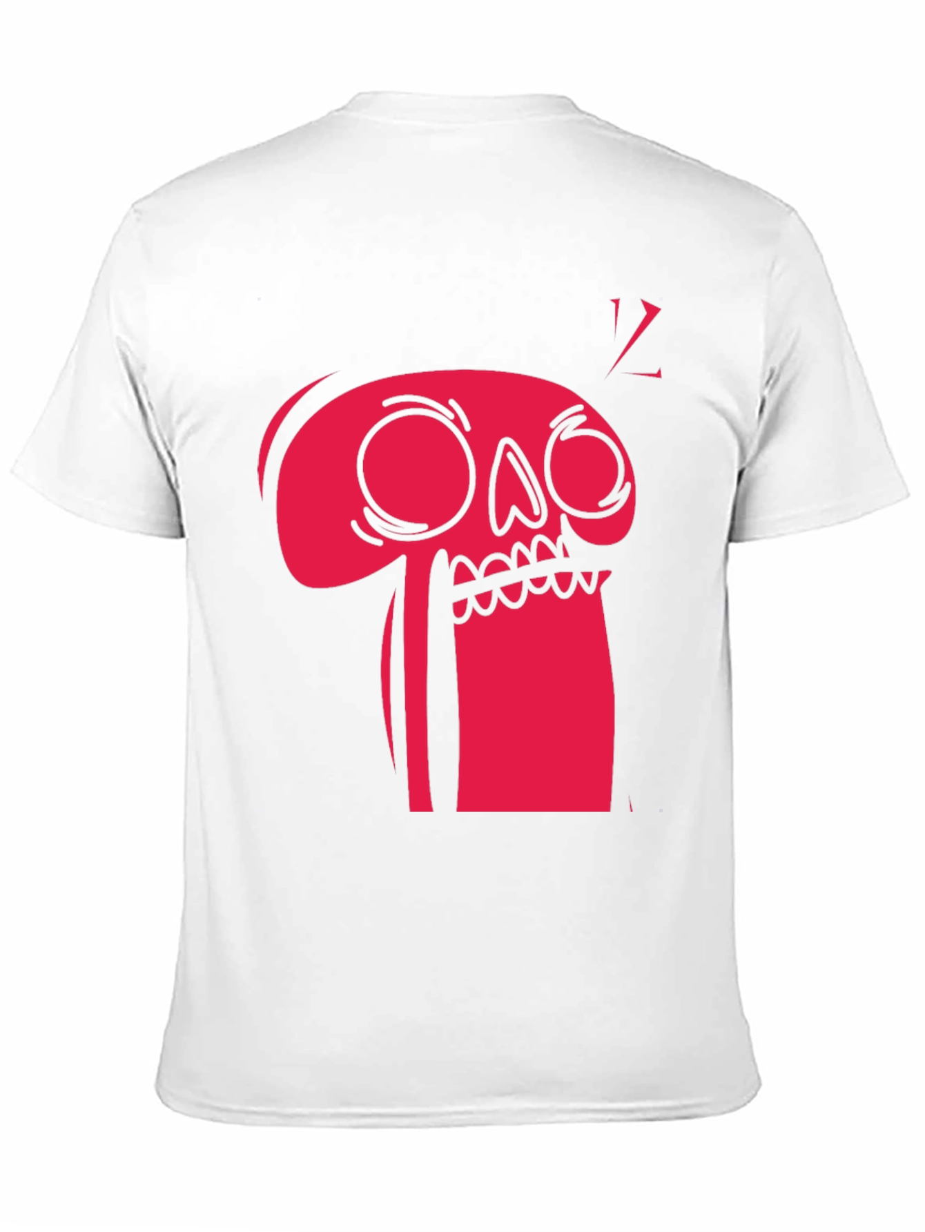 Bold Graphic Tee - Red Cartoon Skull on Black