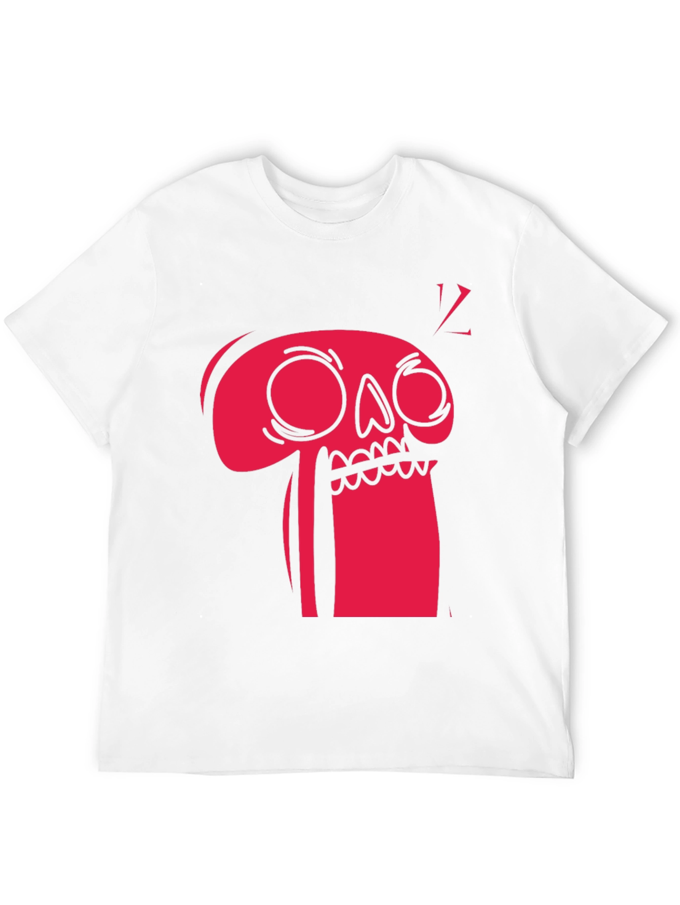 Bold Graphic Tee - Red Cartoon Skull on Black