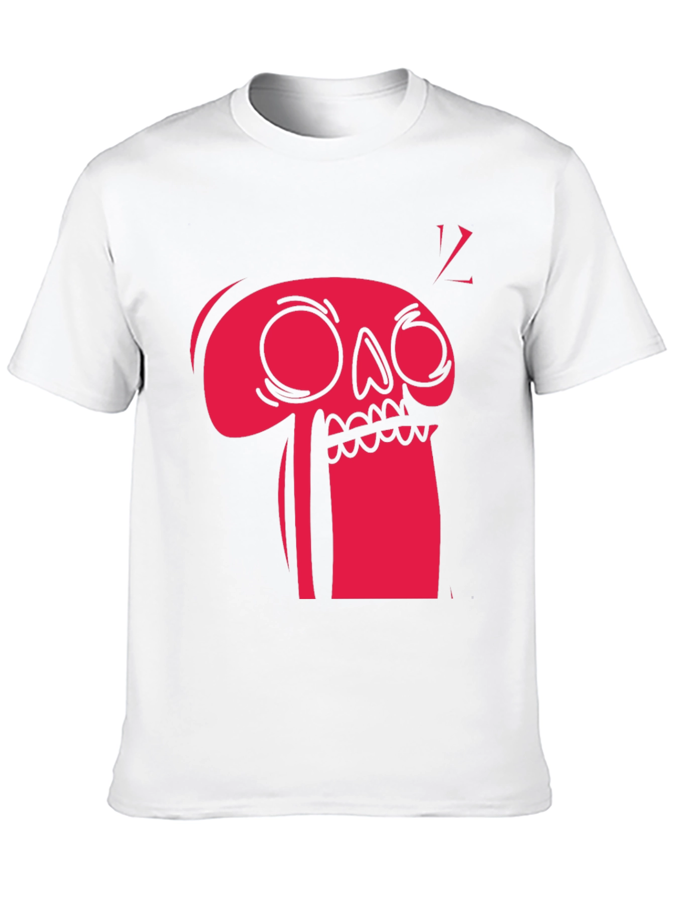 Bold Graphic Tee - Red Cartoon Skull on Black