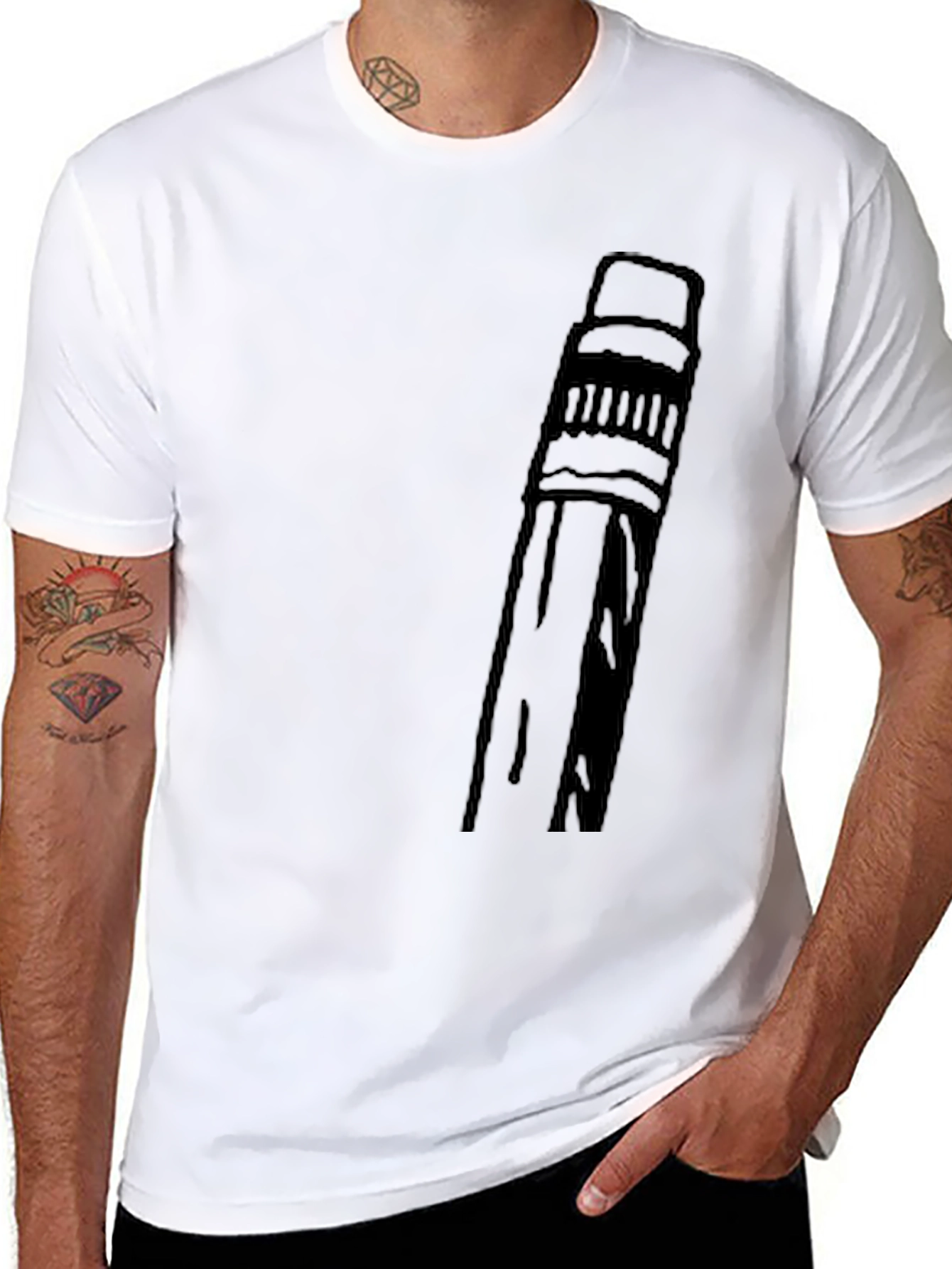 Pencil Graphic T-Shirt - Black