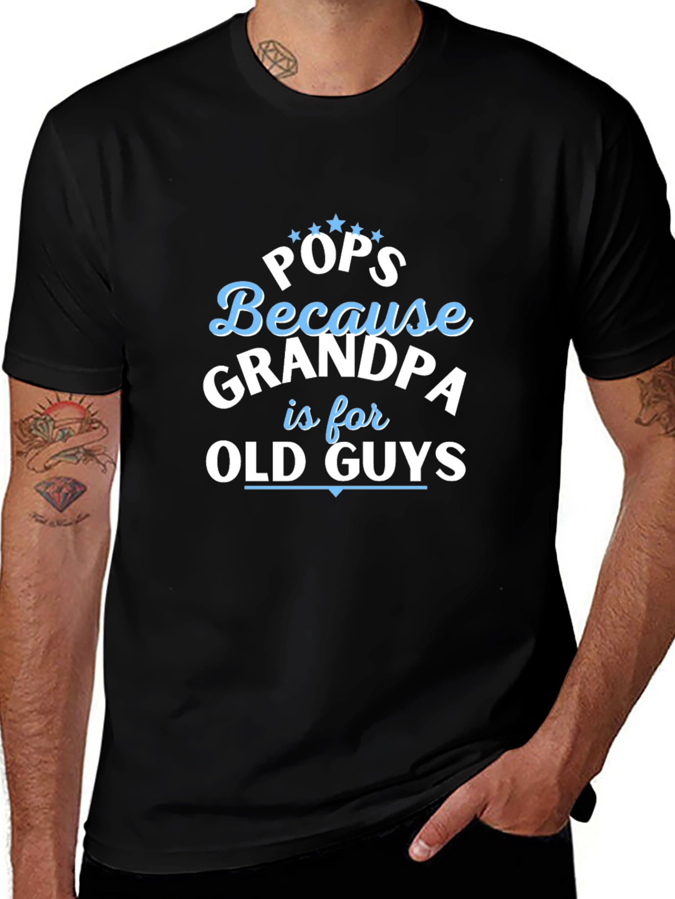 Pops Grandpa Old Guys Graphic Tee - Black