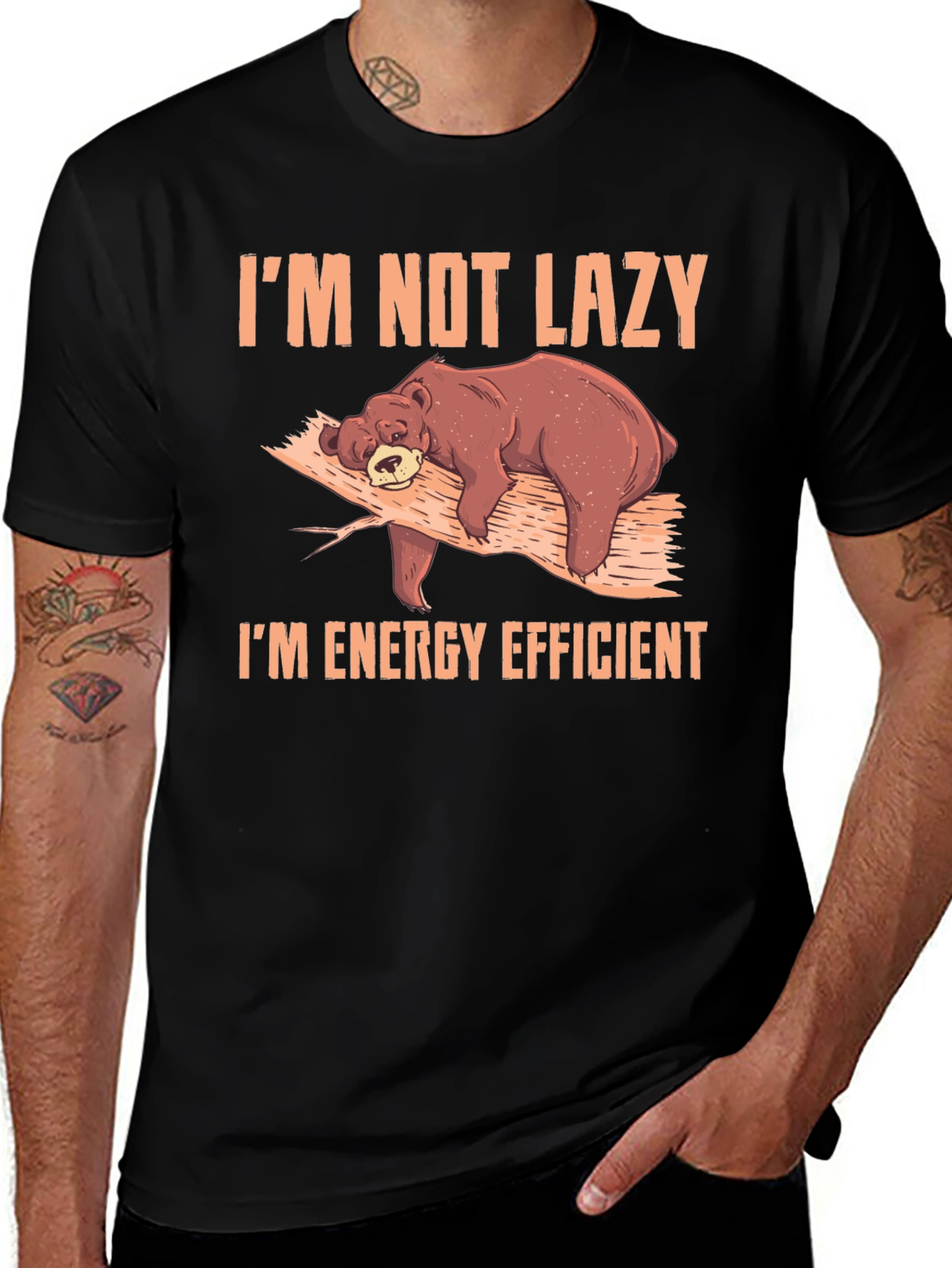 Im Not Lazy Im Energy Efficient Bear Graphic T-Shirt