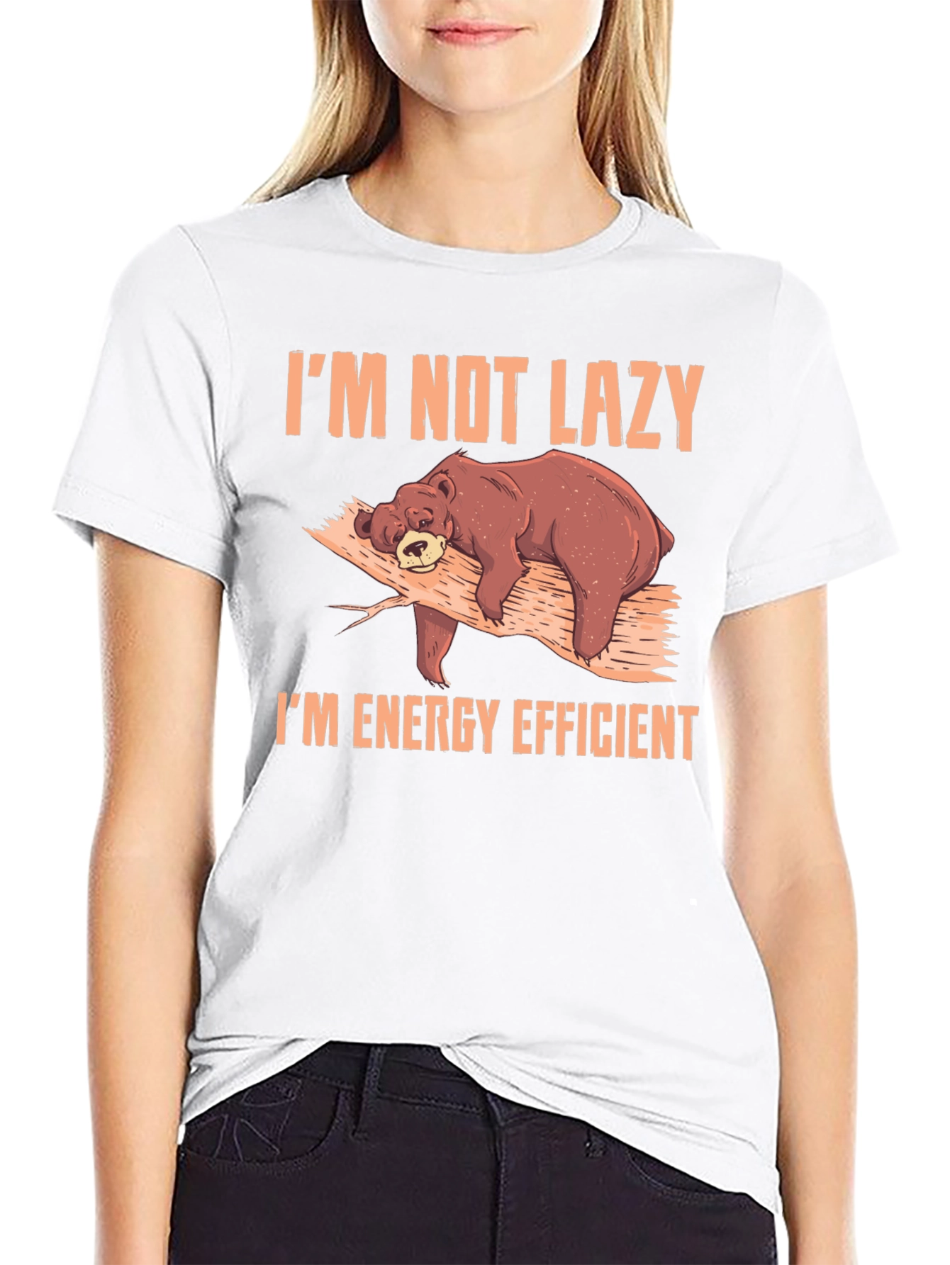 Im Not Lazy Im Energy Efficient Bear Graphic T-Shirt