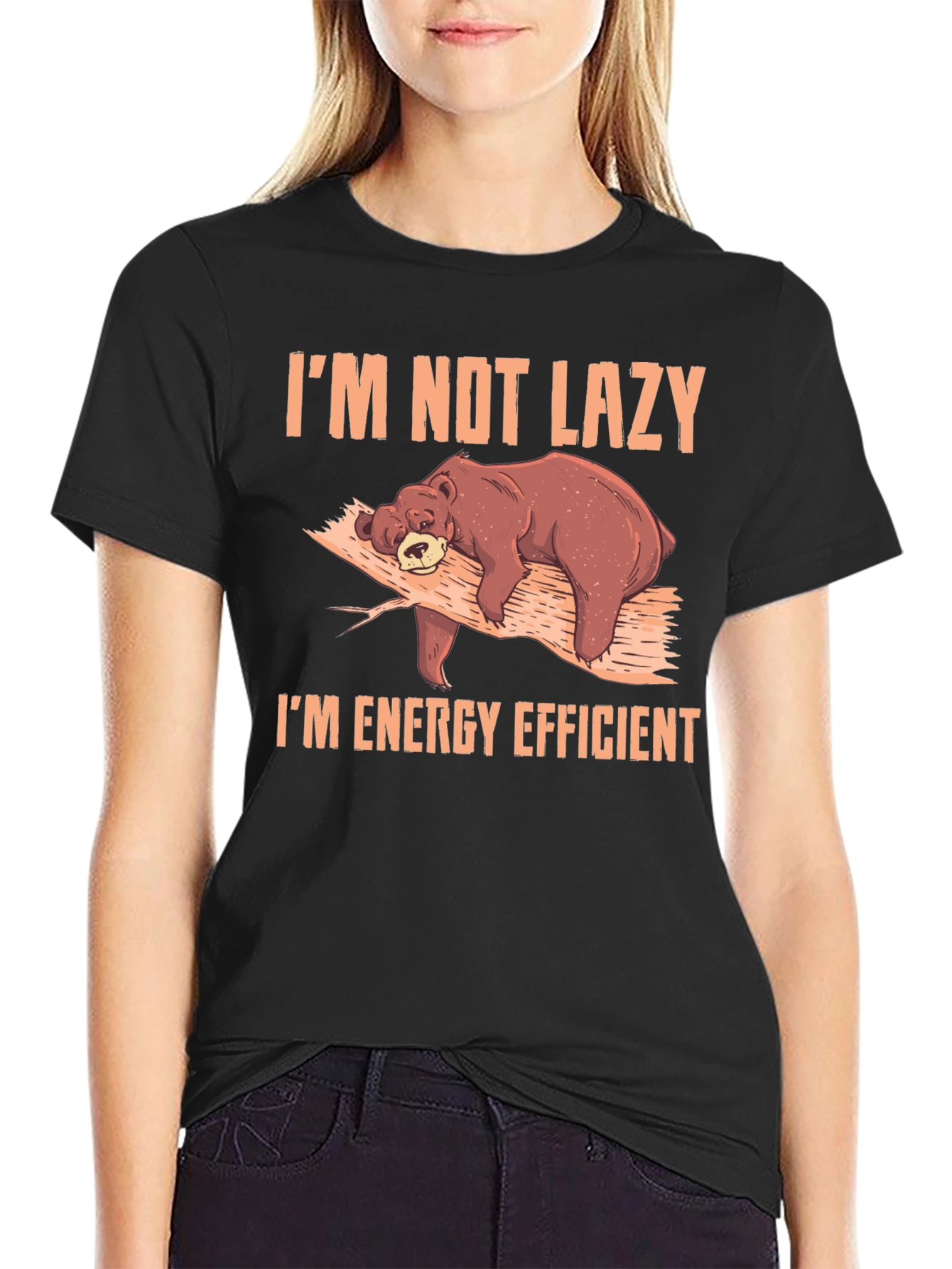 Im Not Lazy Im Energy Efficient Bear Graphic T-Shirt