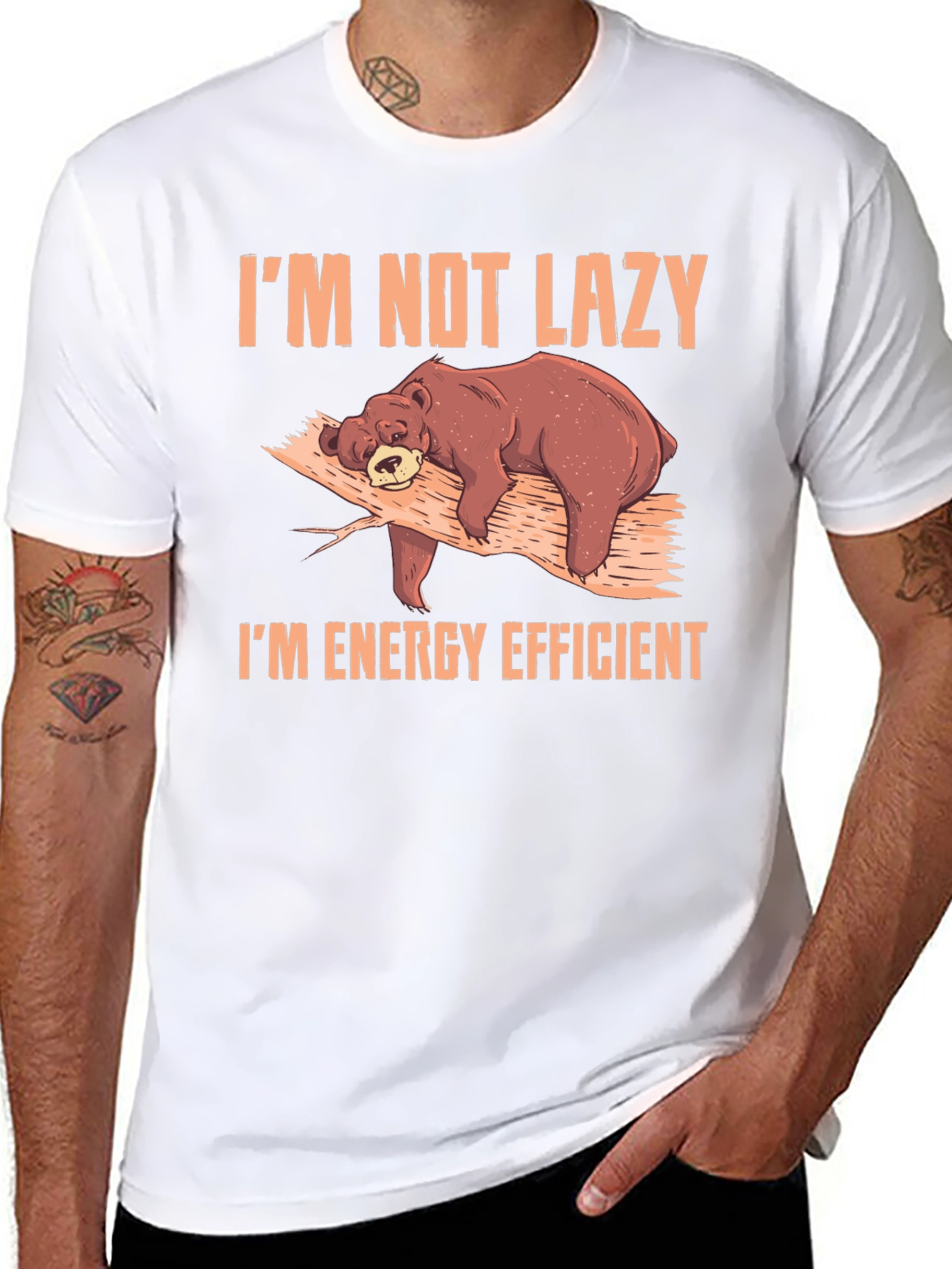 Im Not Lazy Im Energy Efficient Bear Graphic T-Shirt