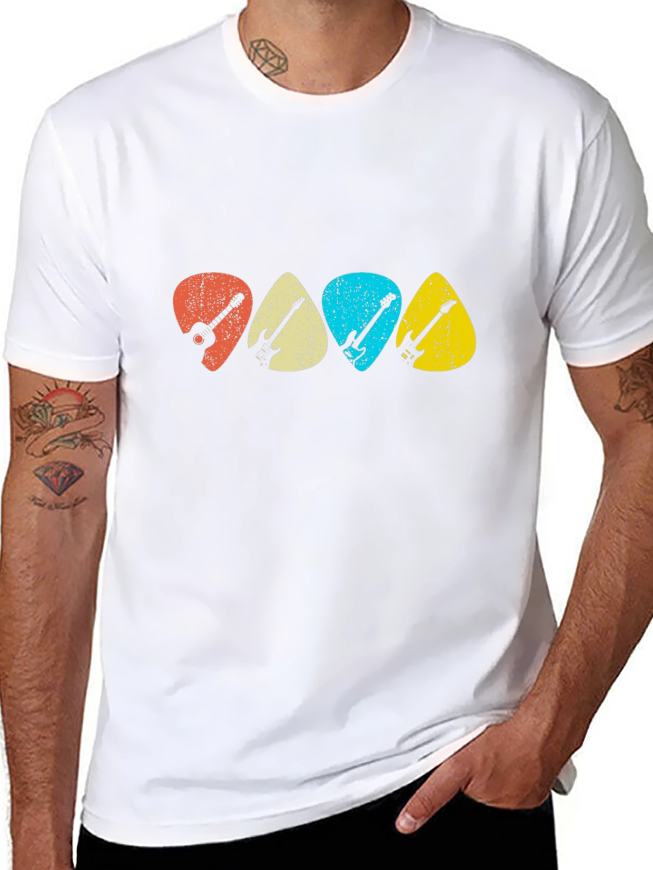 Retro Guitar Picks T-Shirt - Music Lover Tee