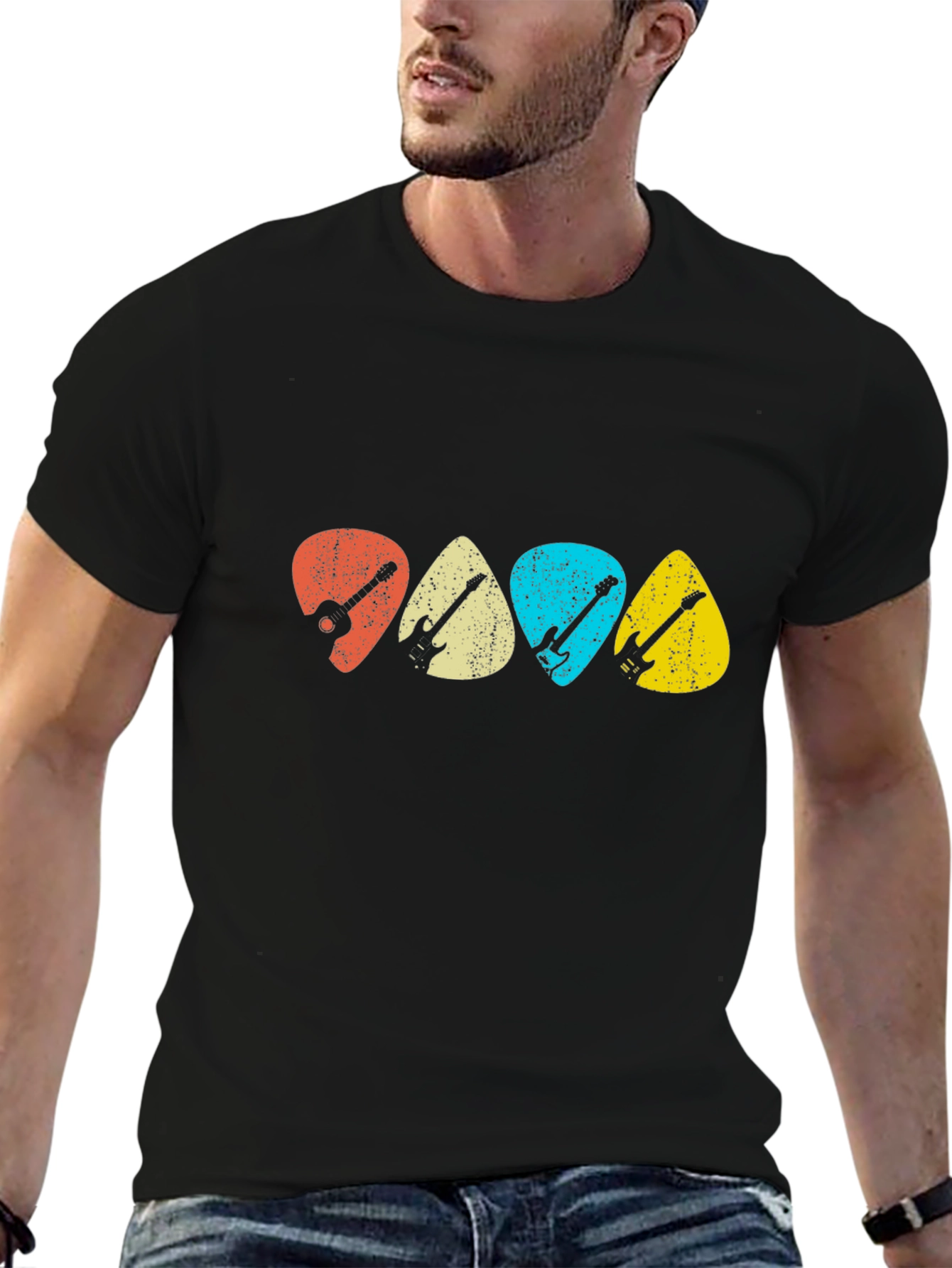 Retro Guitar Picks T-Shirt - Music Lover Tee