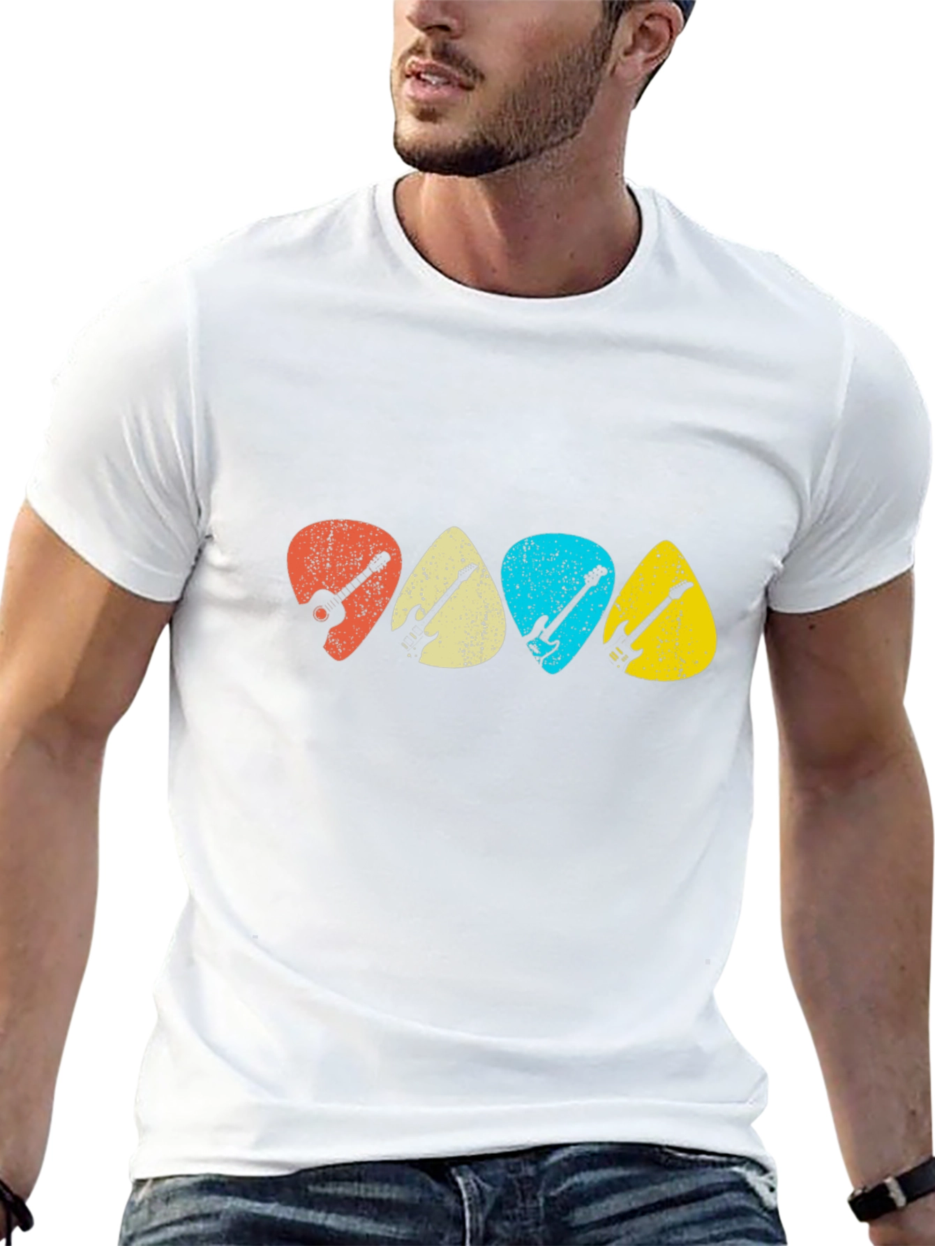 Retro Guitar Picks T-Shirt - Music Lover Tee