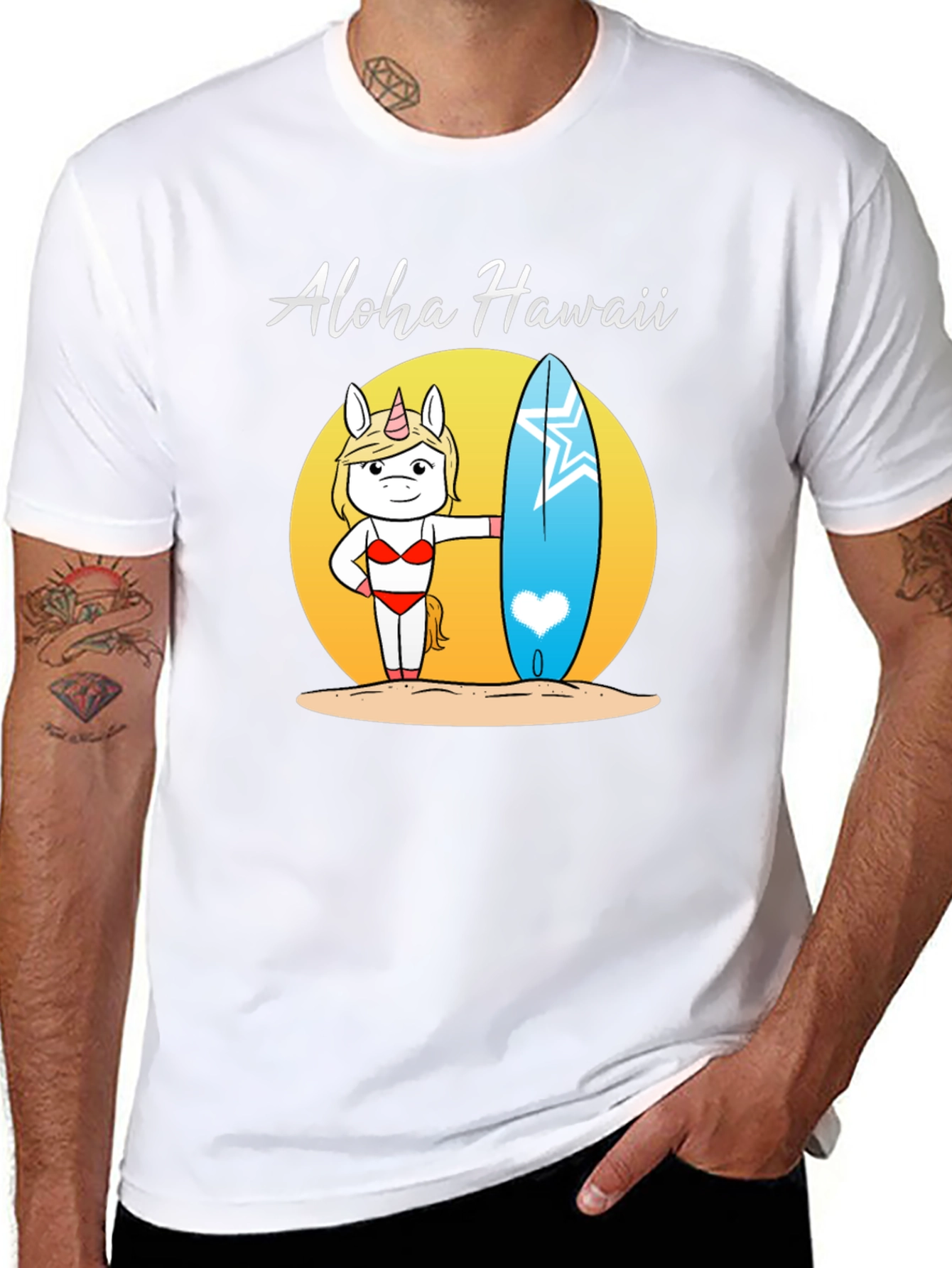 Aloha Hawaii Unicorn Surf T-Shirt