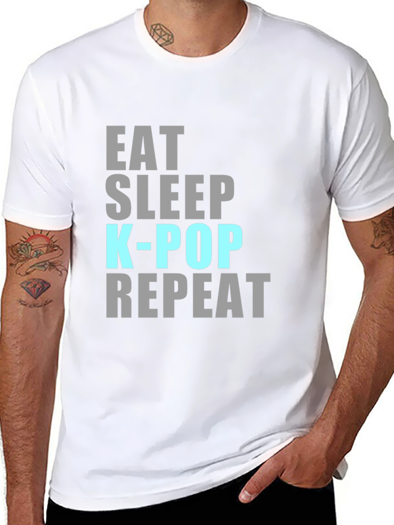 Eat Sleep K-Pop Repeat Black T-Shirt