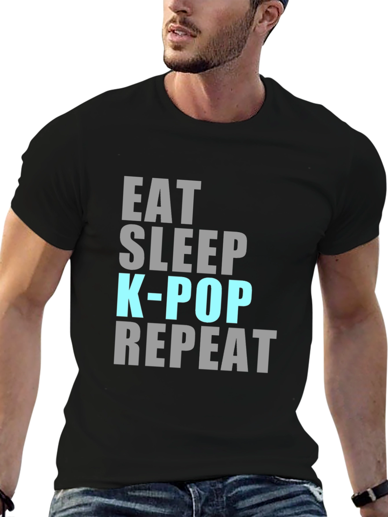 Eat Sleep K-Pop Repeat Black T-Shirt