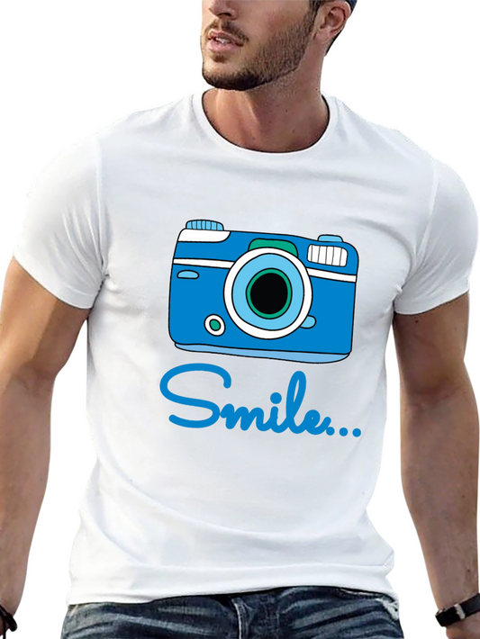 Smile Camera Graphic T-Shirt - Black Cotton Tee