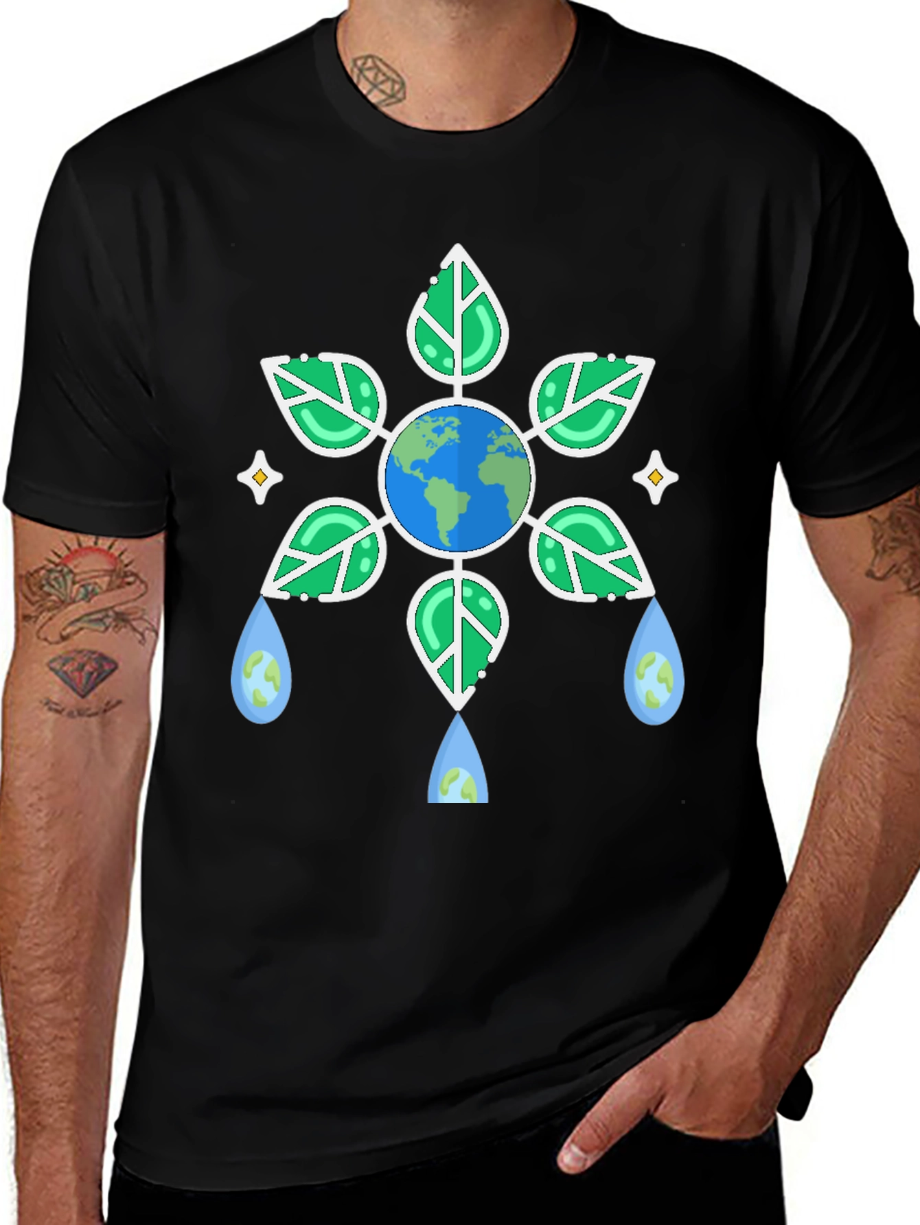 Eco-Friendly Earth Graphic Black T-Shirt