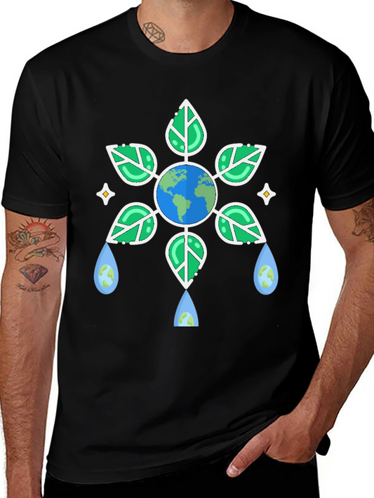 Eco-Friendly Earth Graphic Black T-Shirt