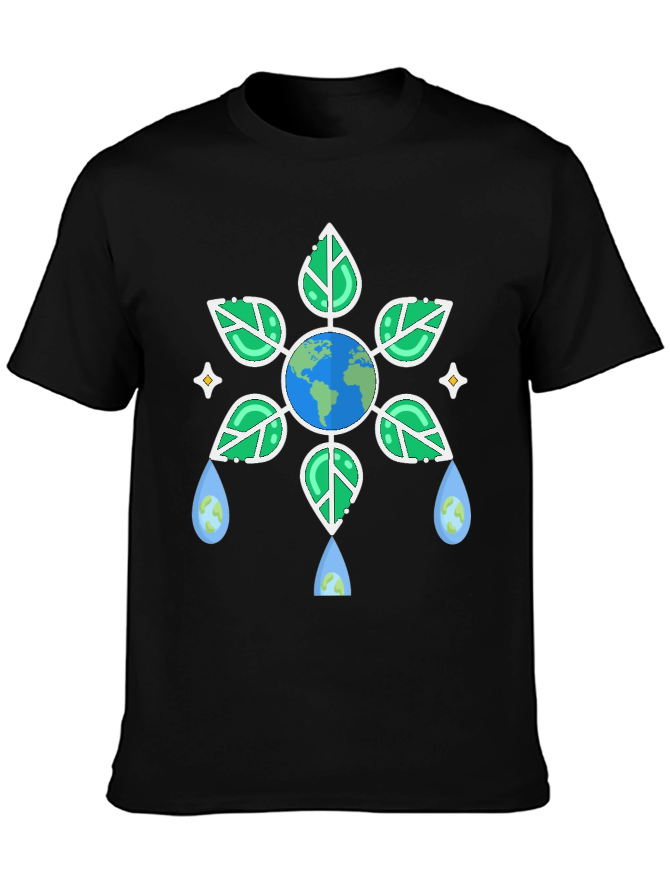 Eco-Friendly Earth Graphic Black T-Shirt