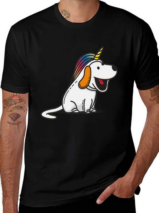 Unicorn Dog Graphic Tee - Mens Black T-Shirt