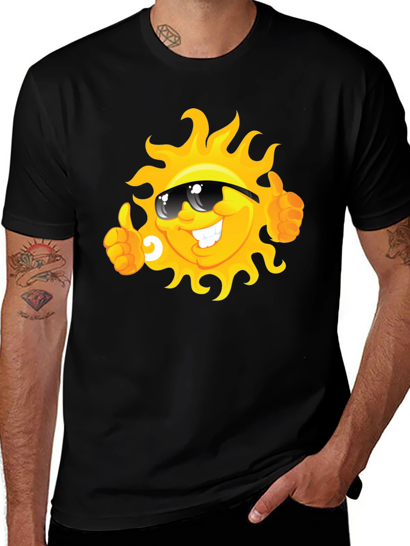 Smiling Sun Cartoon Graphic T-Shirt