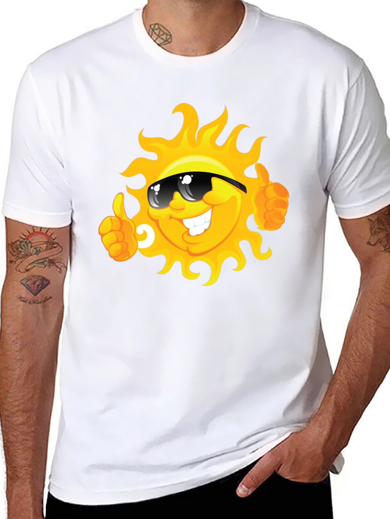 Smiling Sun Cartoon Graphic T-Shirt
