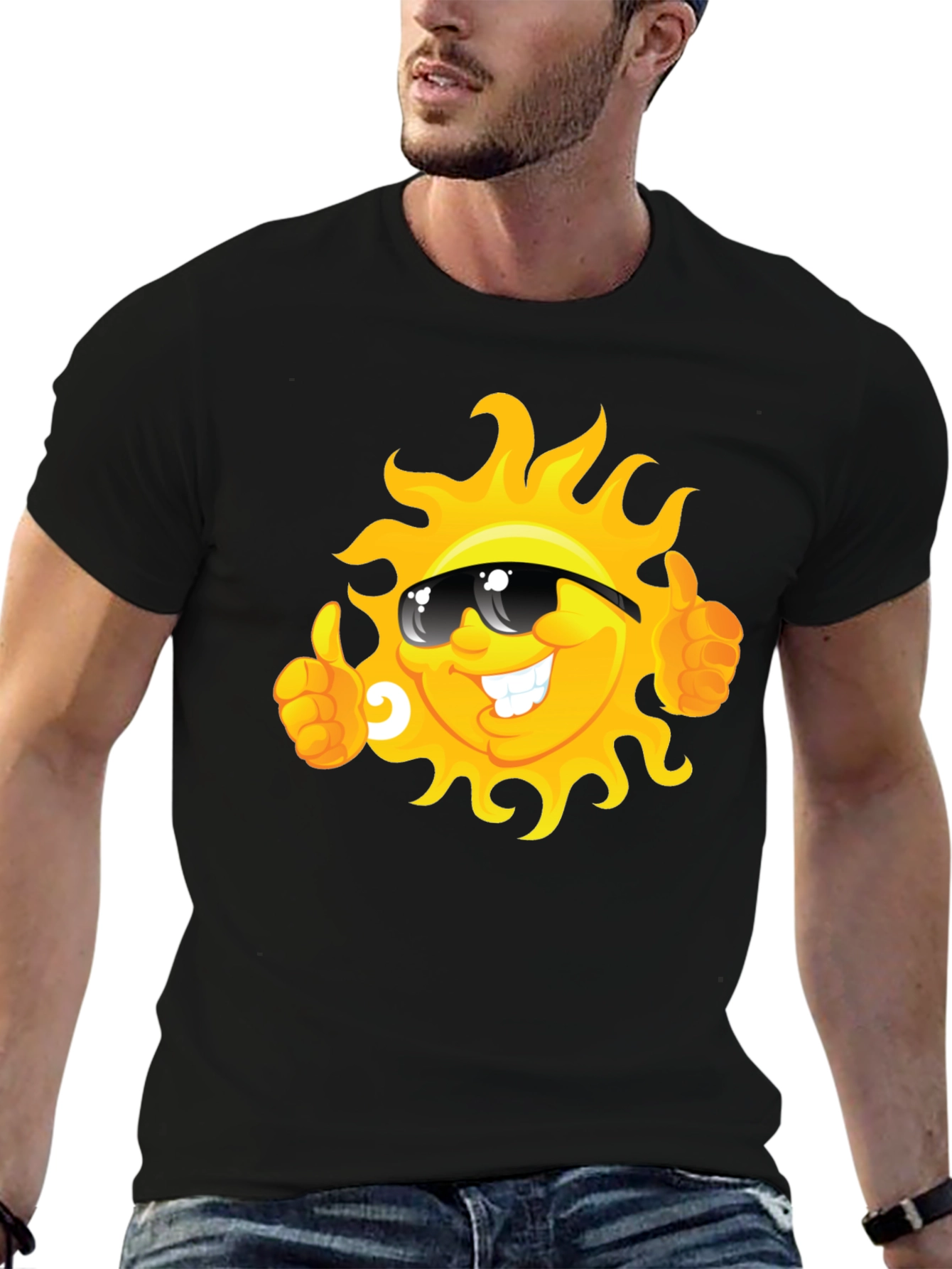 Smiling Sun Cartoon Graphic T-Shirt
