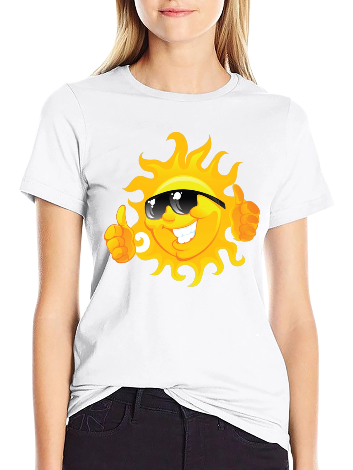 Smiling Sun Cartoon Graphic T-Shirt