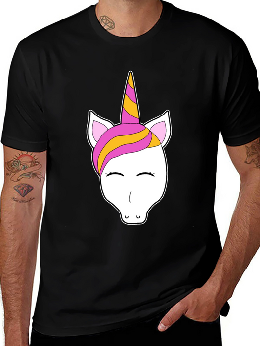 Unicorn Graphic Tee - Black Cotton Casual T-Shirt