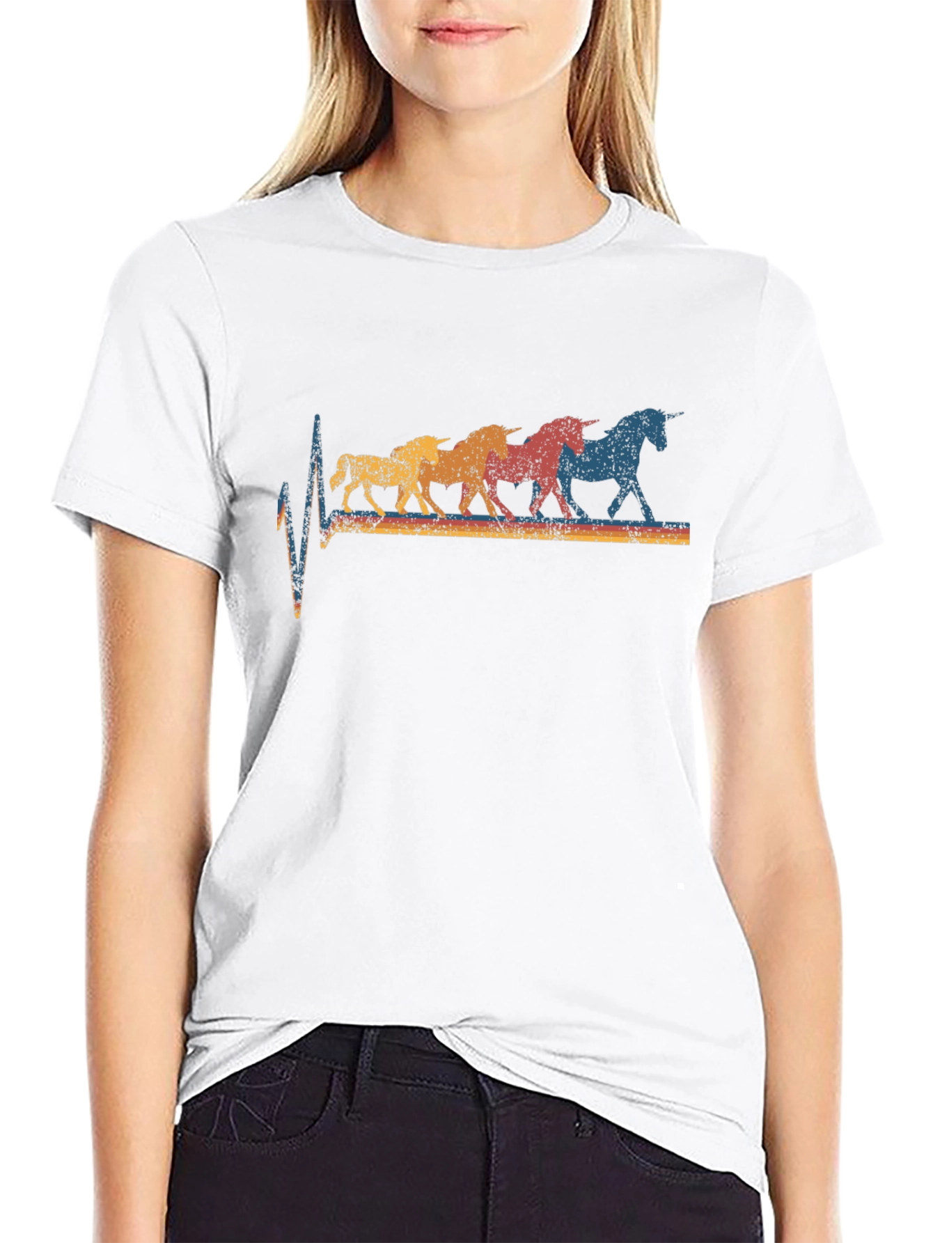 Retro Unicorn Heartbeat Graphic Tee
