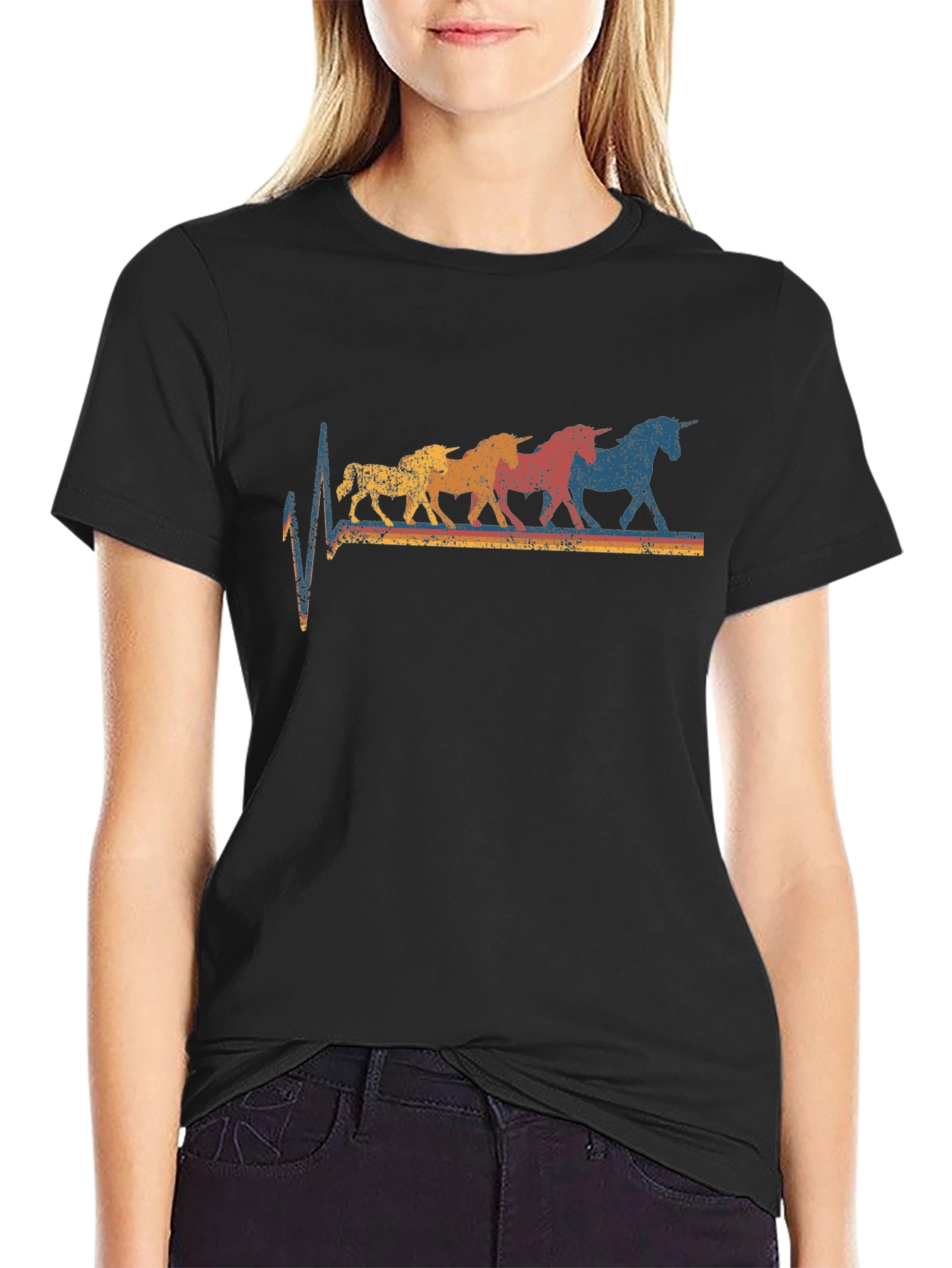 Retro Unicorn Heartbeat Graphic Tee