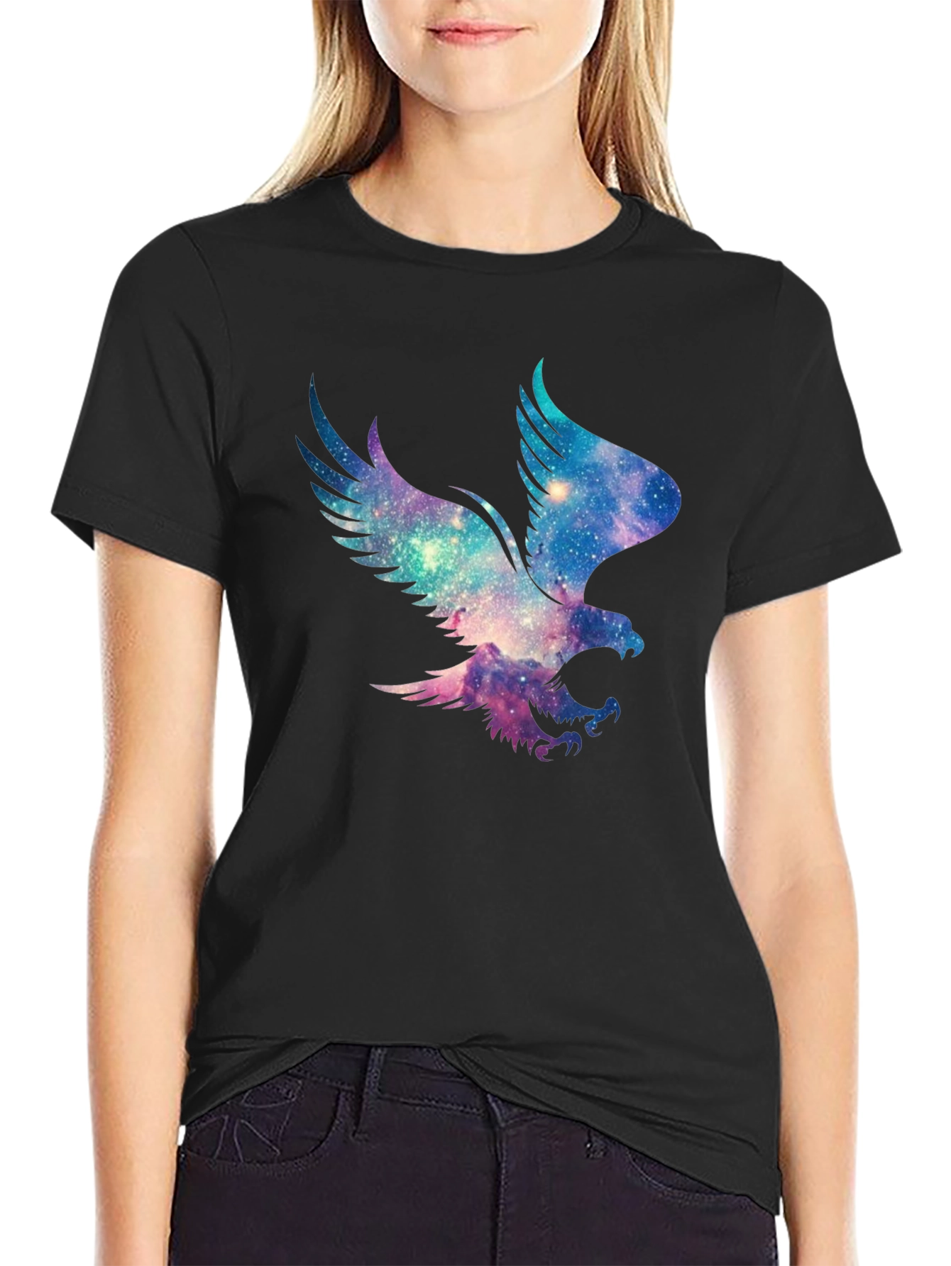 Galaxy Eagle Graphic Black T-Shirt
